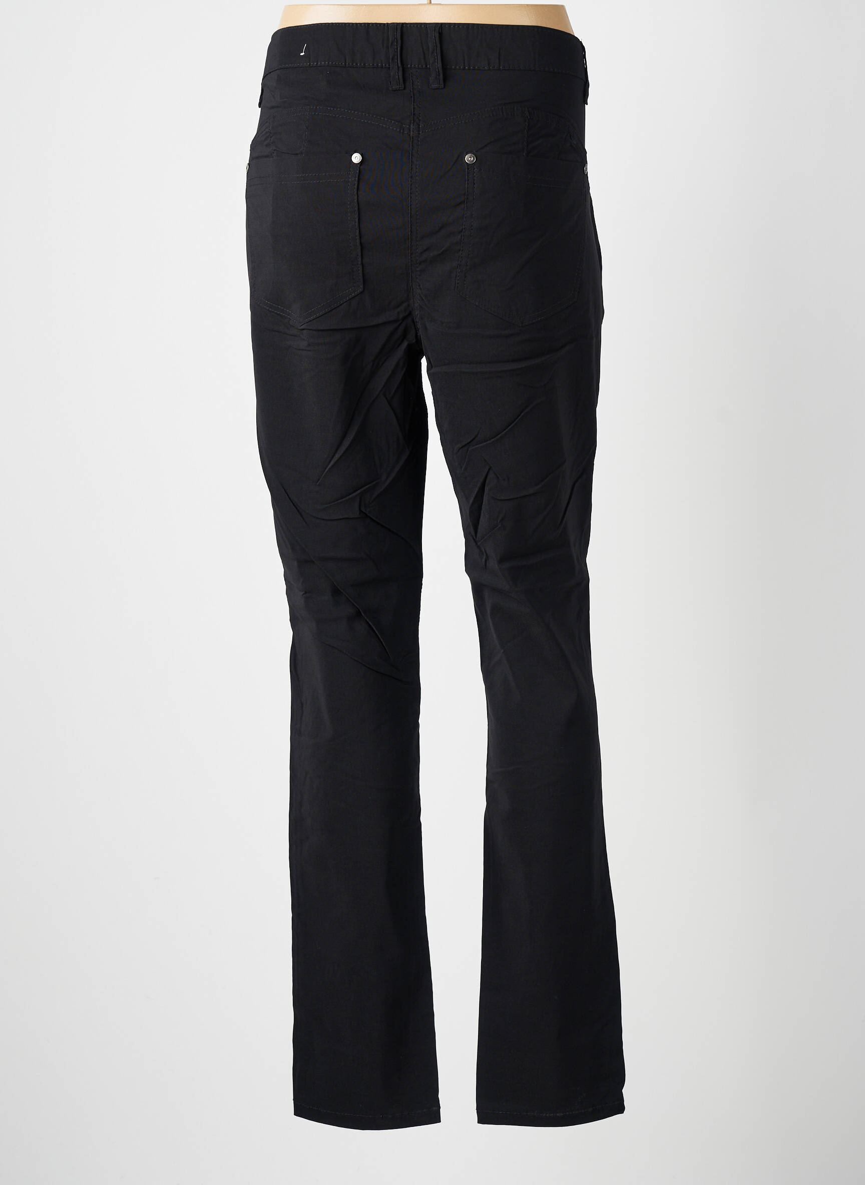 Pantalon slim tissage popeline taille normale noir ZHENZI femme