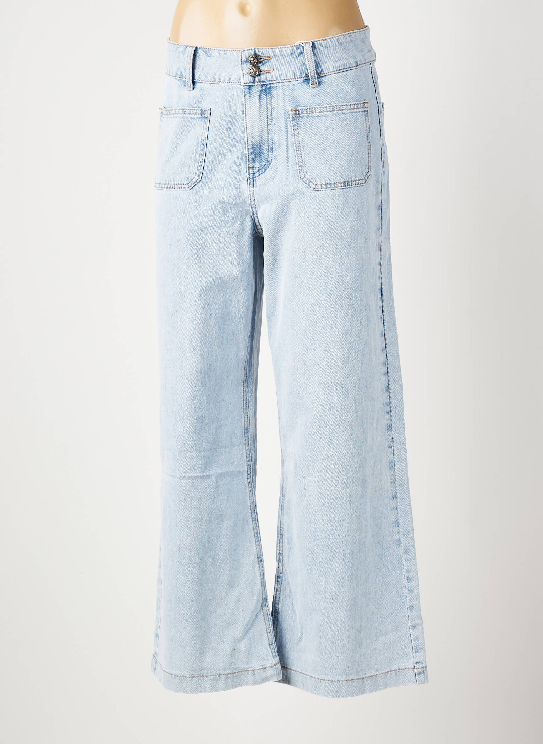 Jeans coupe large stretch taille haute bleu ORAIJE femme