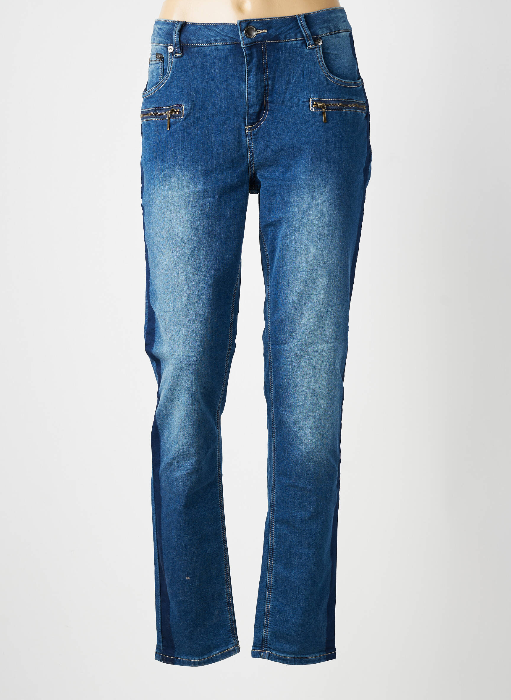 Jeans coupe slim stretch taille normale bleu ZHENZI femme