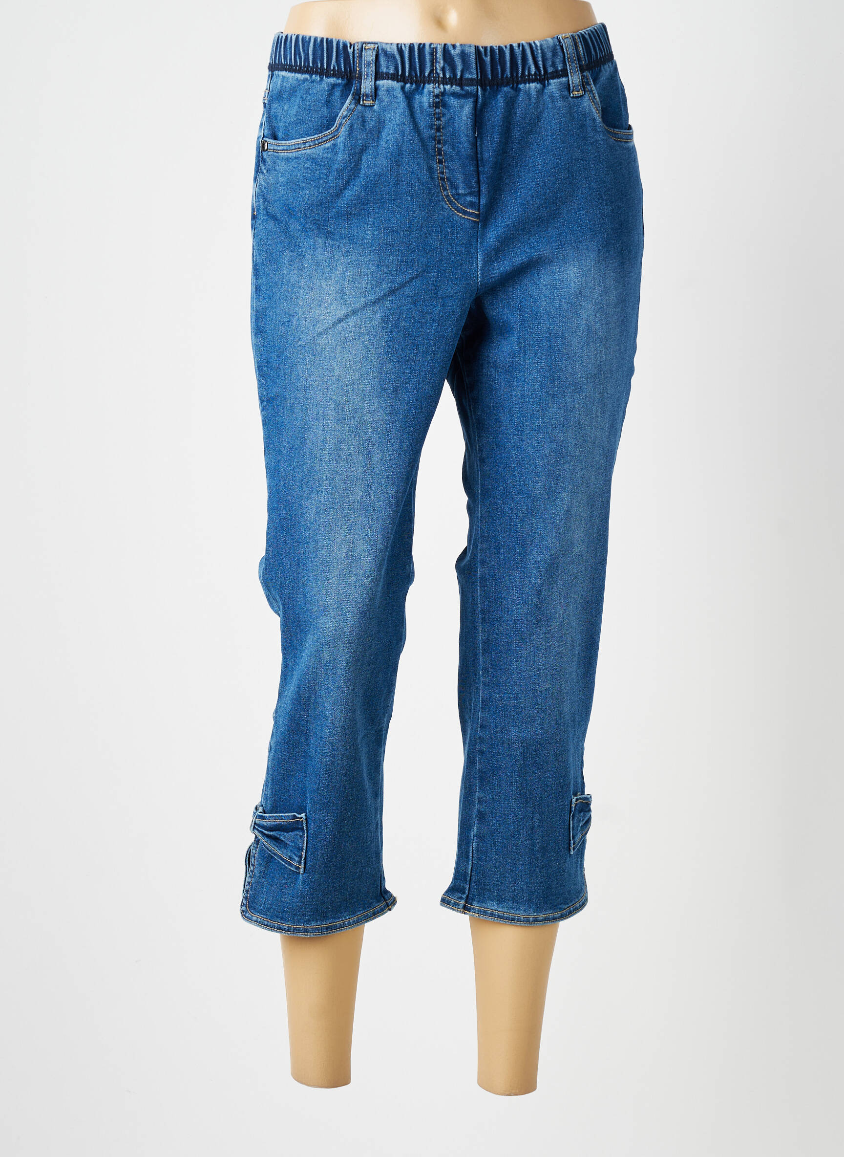Pantacourt stretch taille normale bleu ZHENZI femme