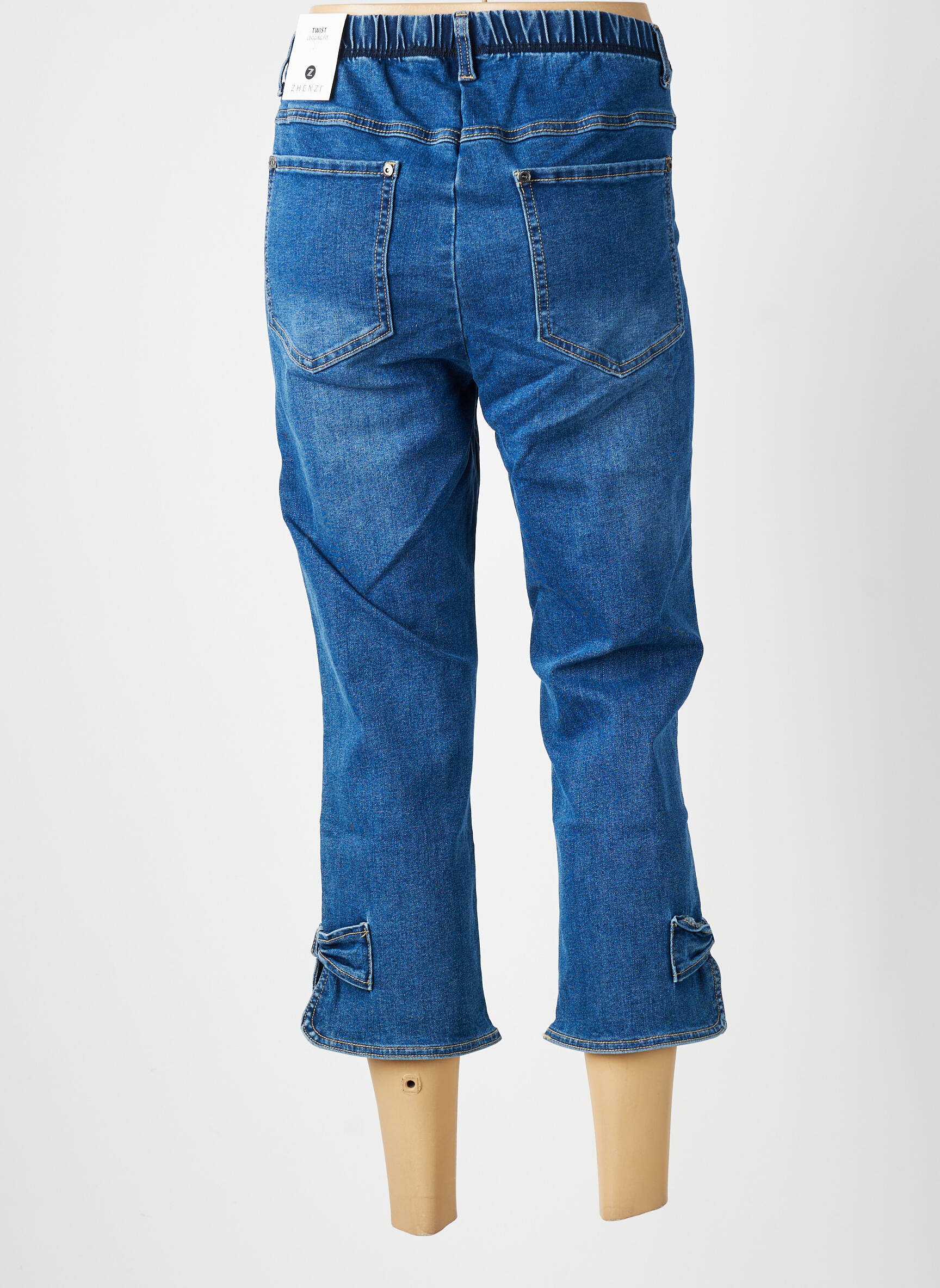Pantacourt stretch taille normale bleu ZHENZI femme