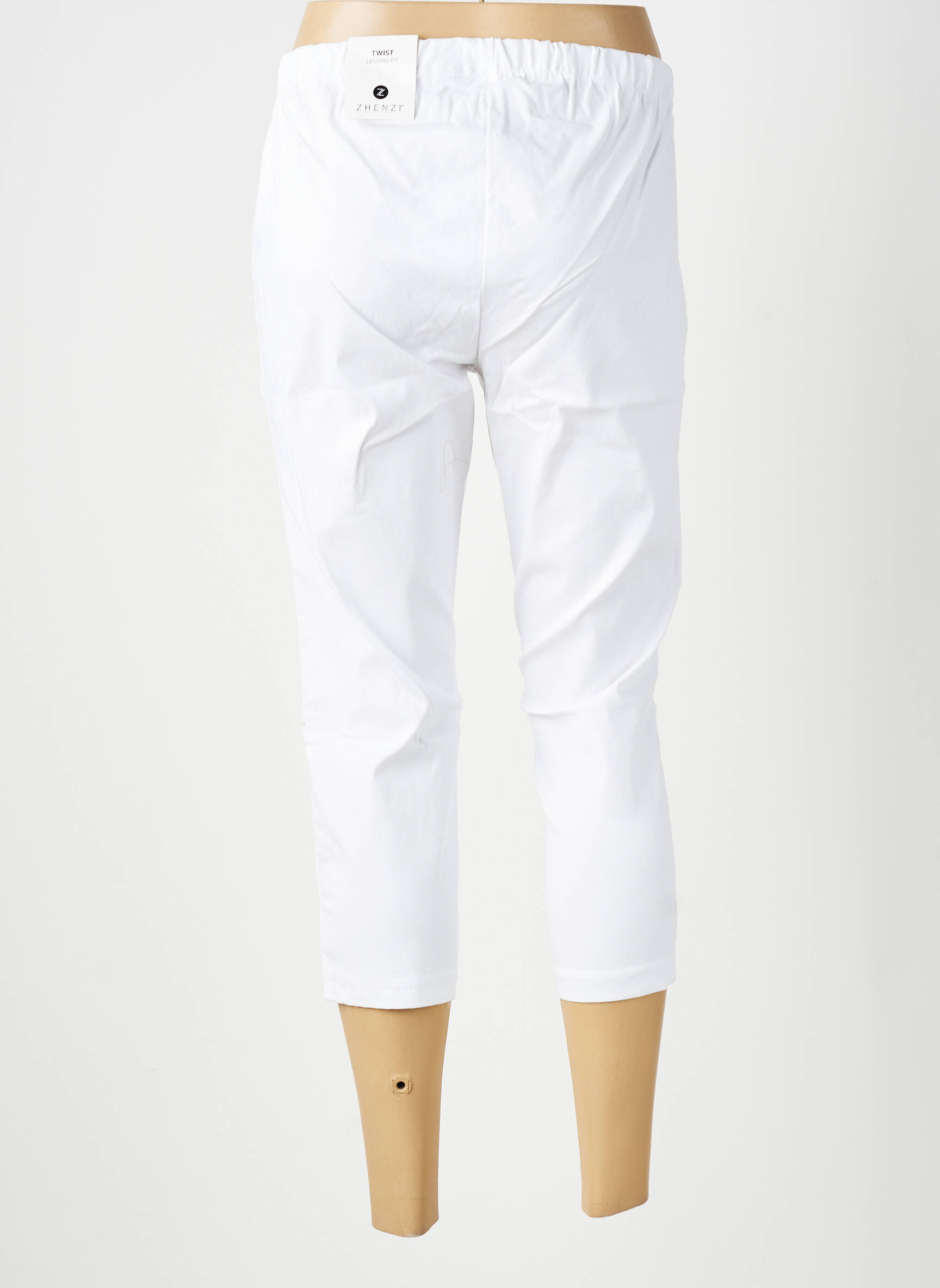 Pantacourt stretch taille normale blanc ZHENZI femme