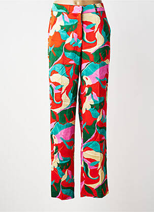 Pantalon droit taille à pinces taille normale rouge MORGAN femme