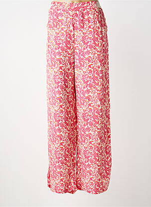 Pantalon large tissage crêpe taille normale rose JULIE GUERLANDE femme