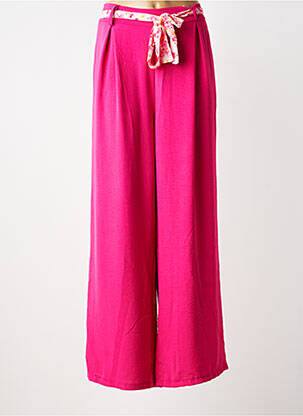 Pantalon large tissage crêpe taille normale rose MILY femme