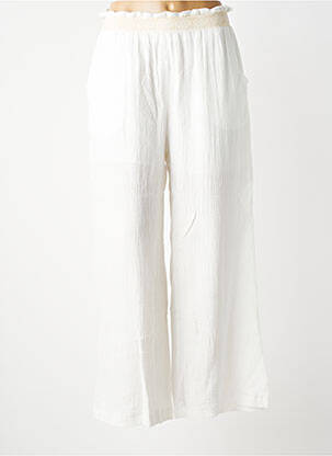 Pantalon large tissage crêpe taille normale blanc KILKY femme