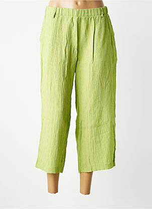 Pantacourt taille élastique taille normale vert ZHENZI femme