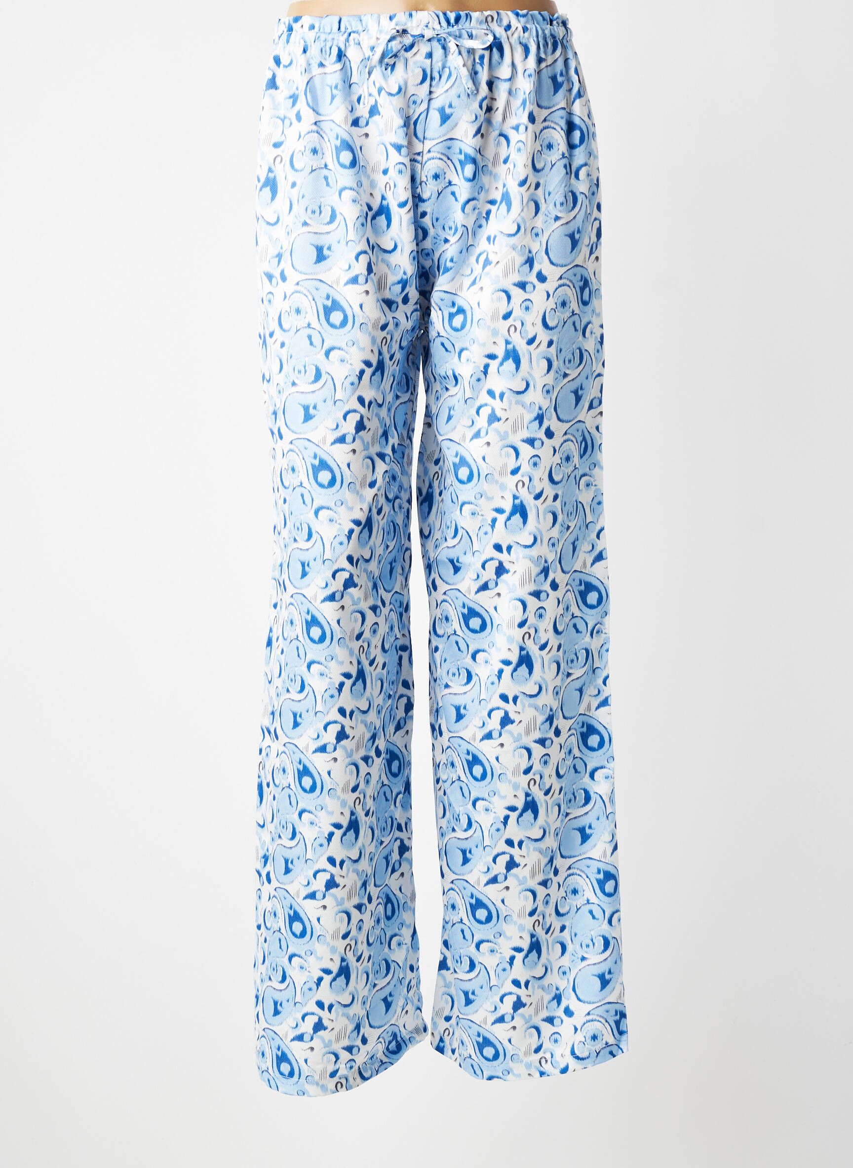 Pantalon large tissage crêpe taille normale bleu TIFFOSI femme