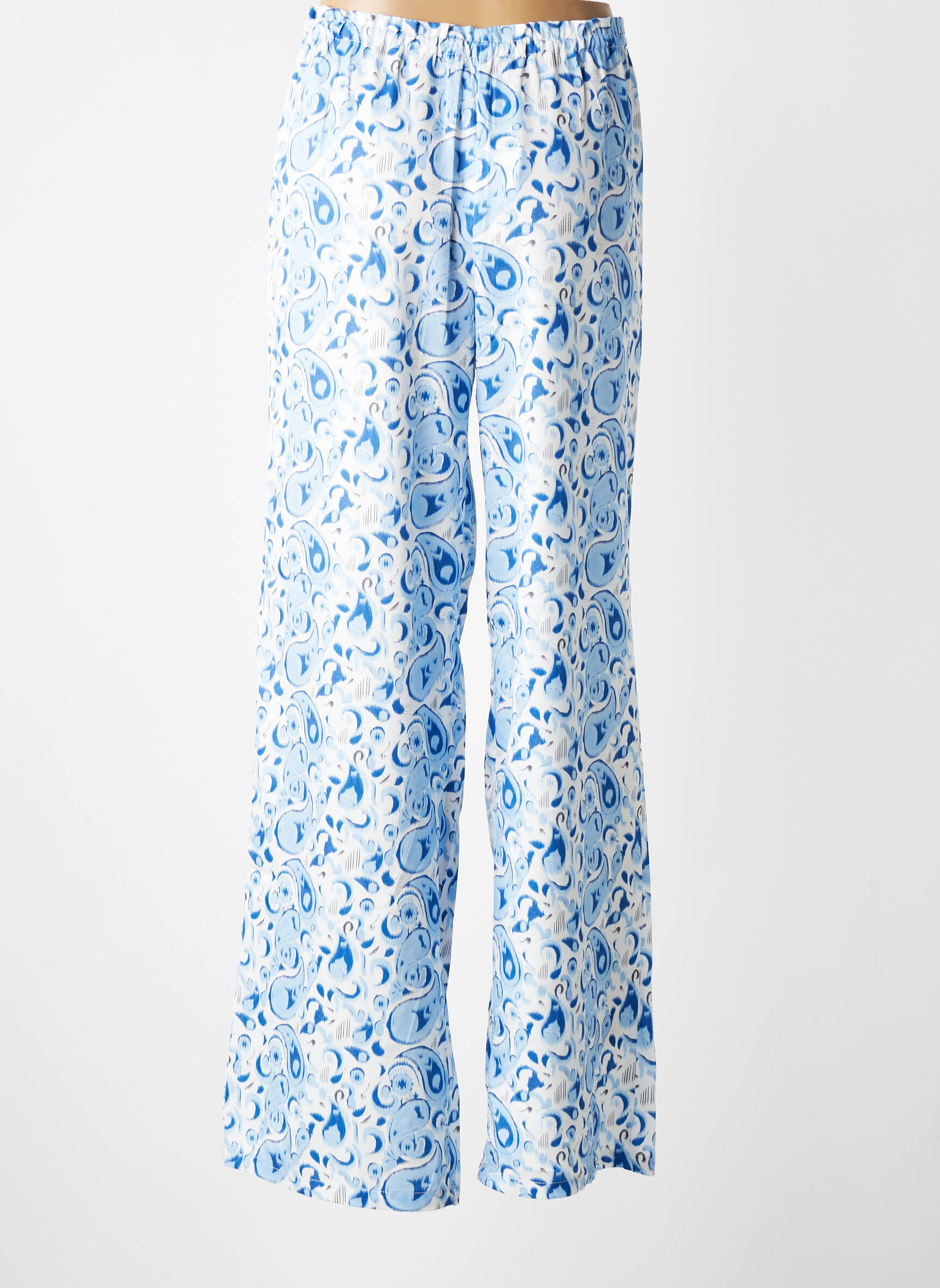 Pantalon large tissage crêpe taille normale bleu TIFFOSI femme
