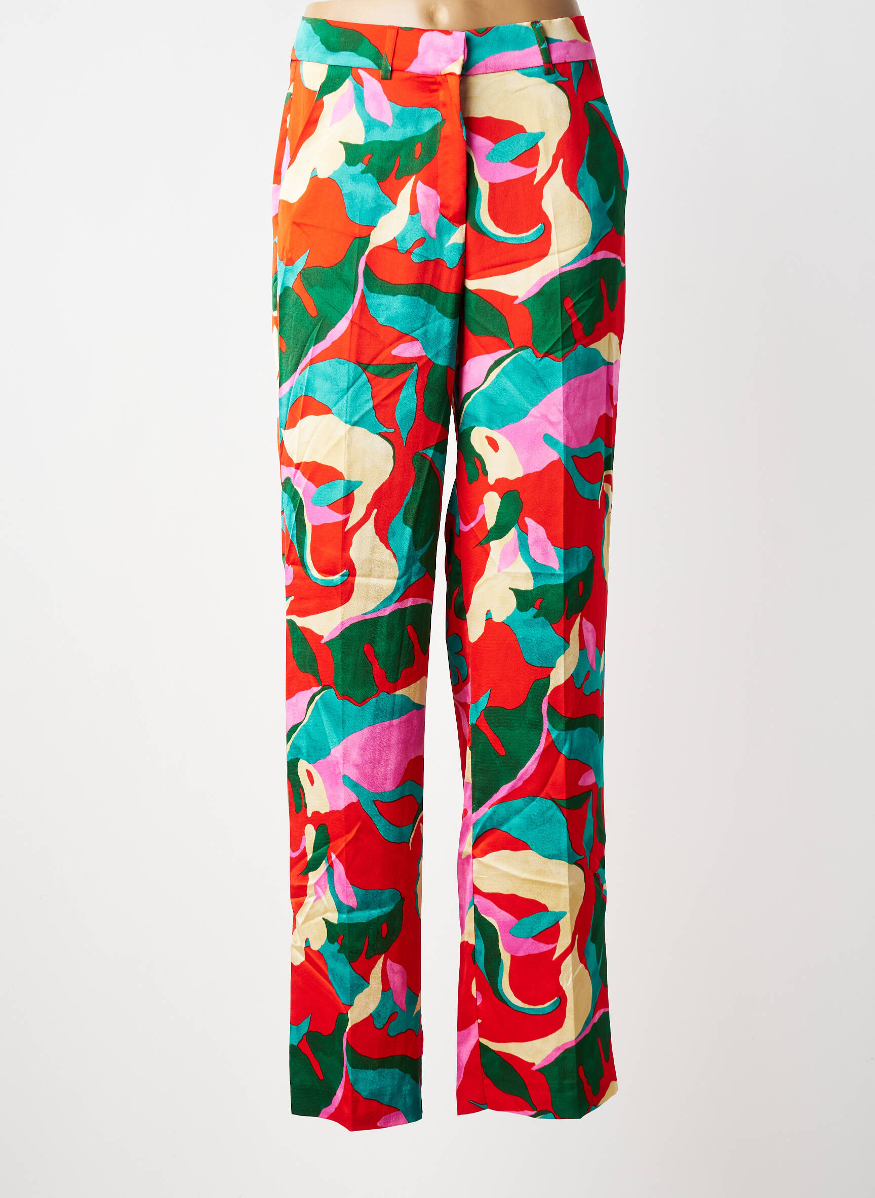 Pantalon droit taille à pinces taille normale rouge MORGAN femme