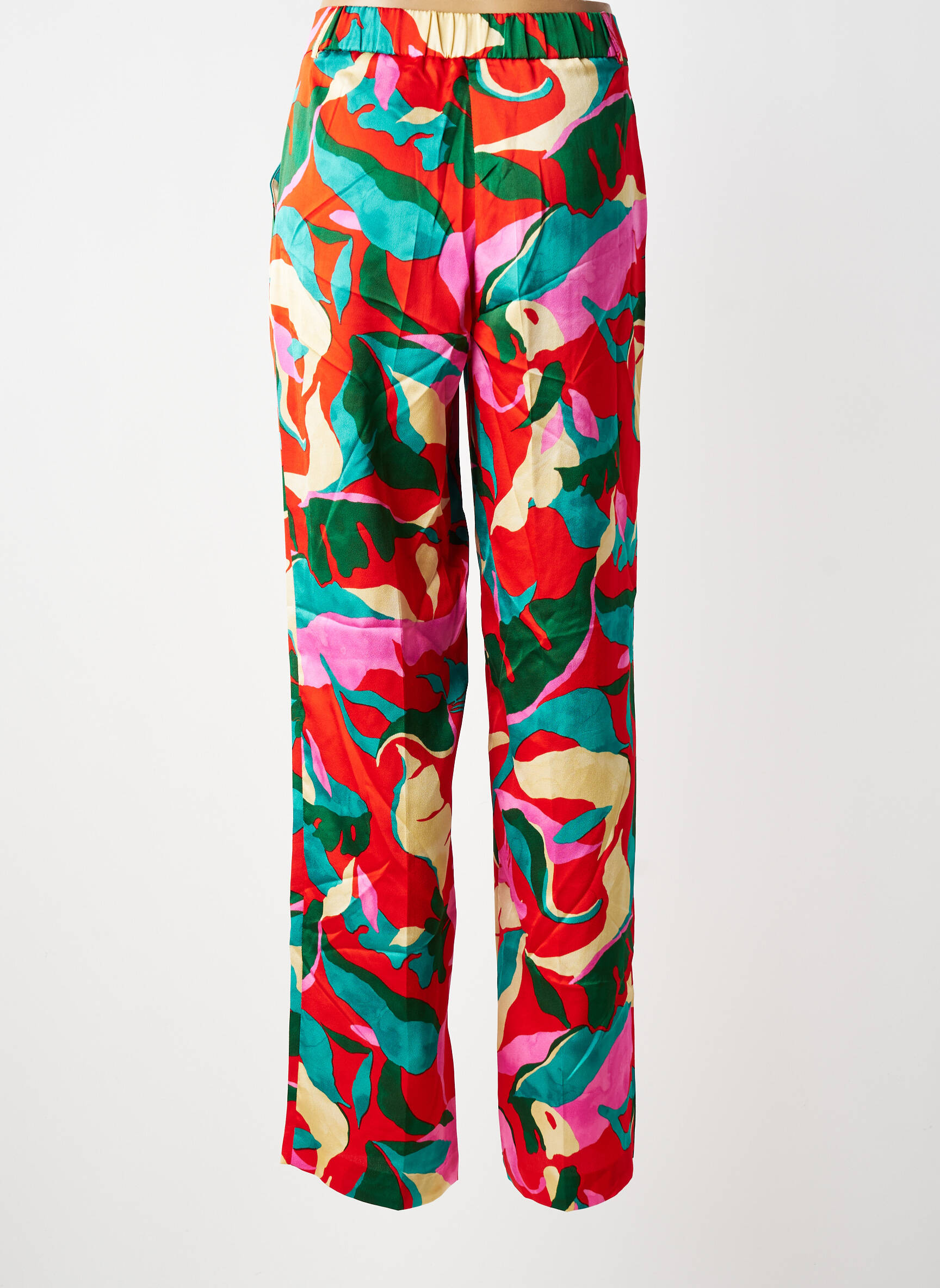 Pantalon droit taille à pinces taille normale rouge MORGAN femme