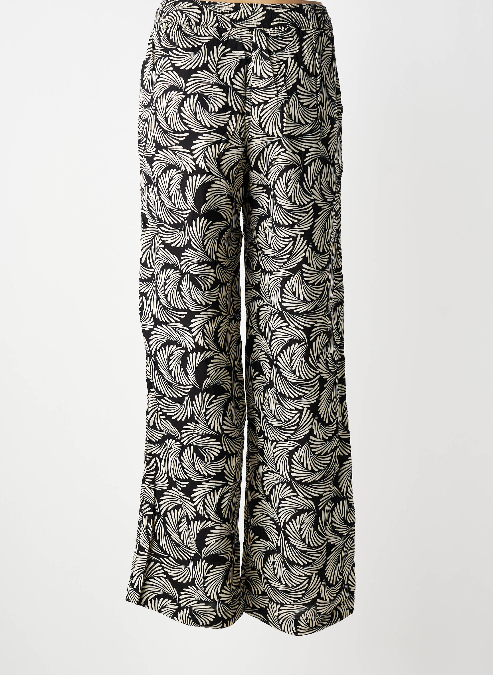 Pantalon large tissage crêpe taille normale noir KAFFE femme