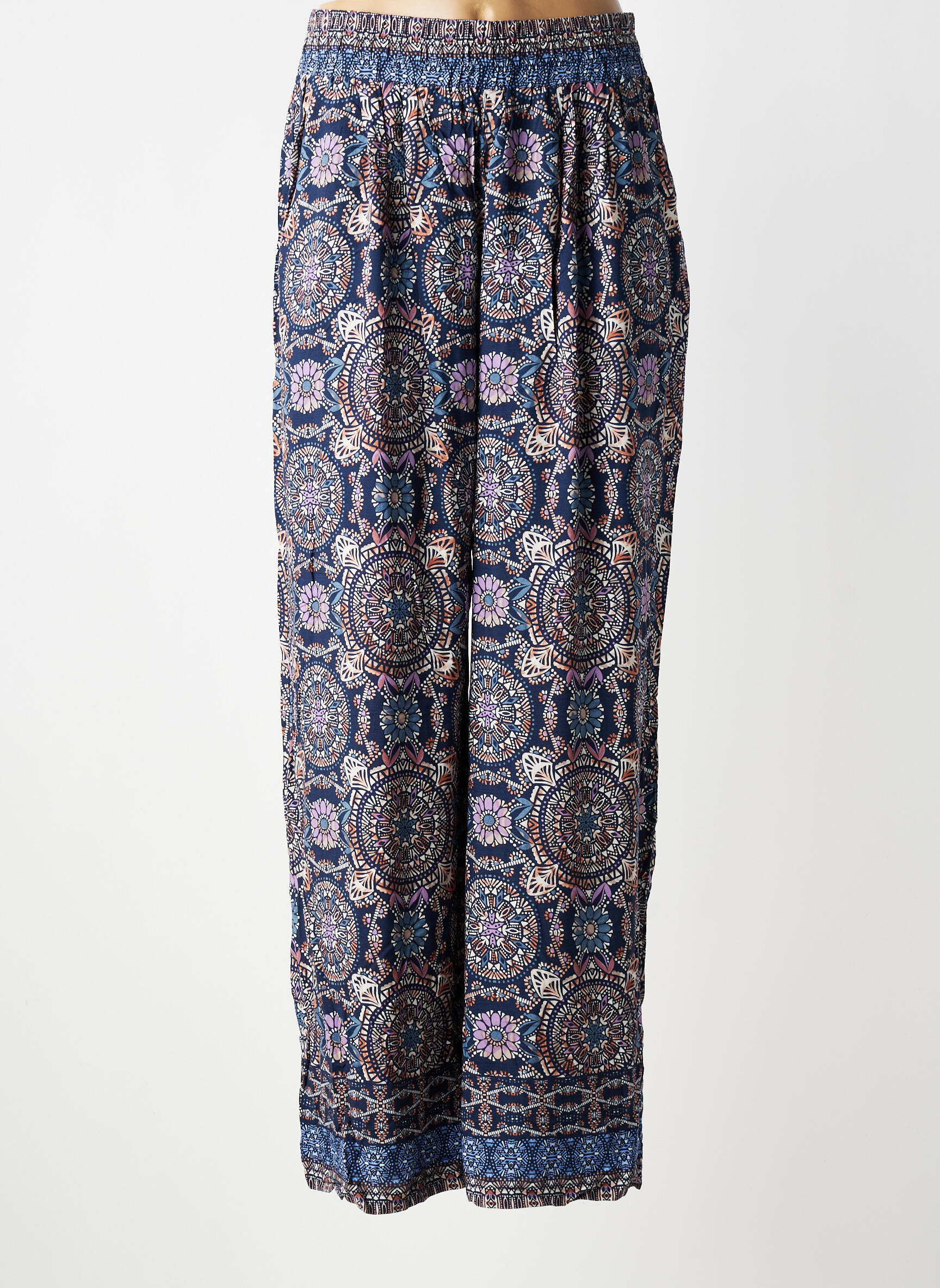 Pantalon droit tissage popeline taille normale bleu MOLLY BRACKEN femme