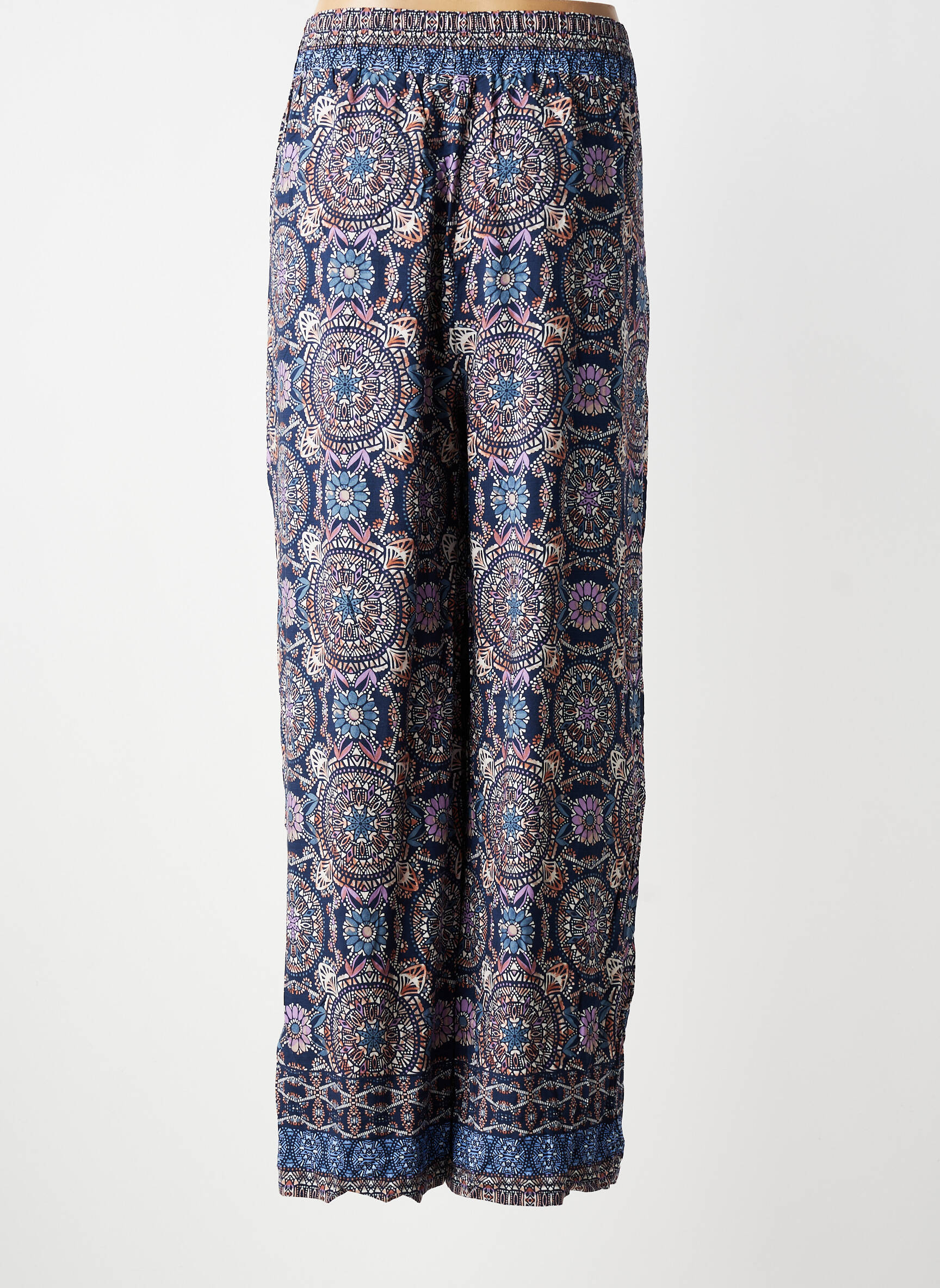 Pantalon droit tissage popeline taille normale bleu MOLLY BRACKEN femme
