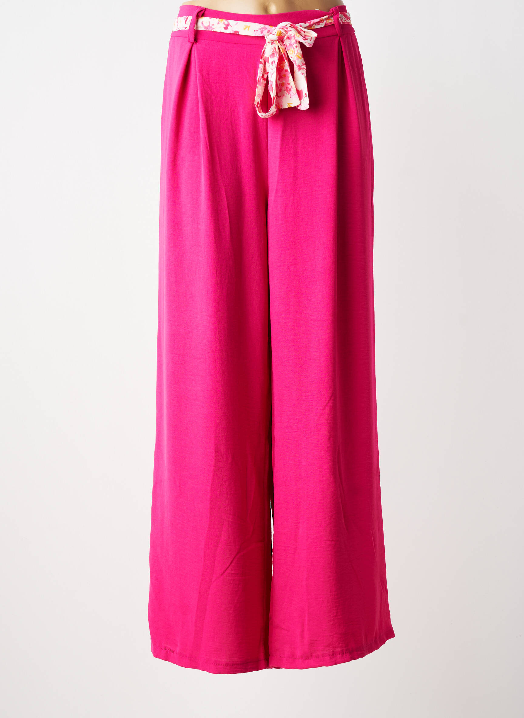 Pantalon large tissage crêpe taille normale rose MILY femme