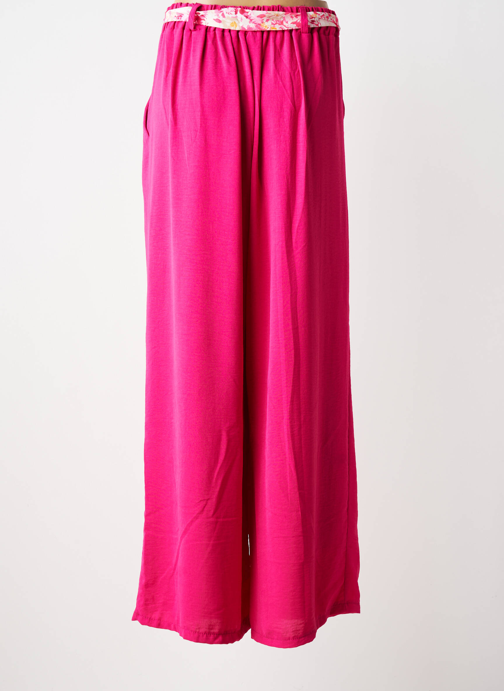 Pantalon large tissage crêpe taille normale rose MILY femme