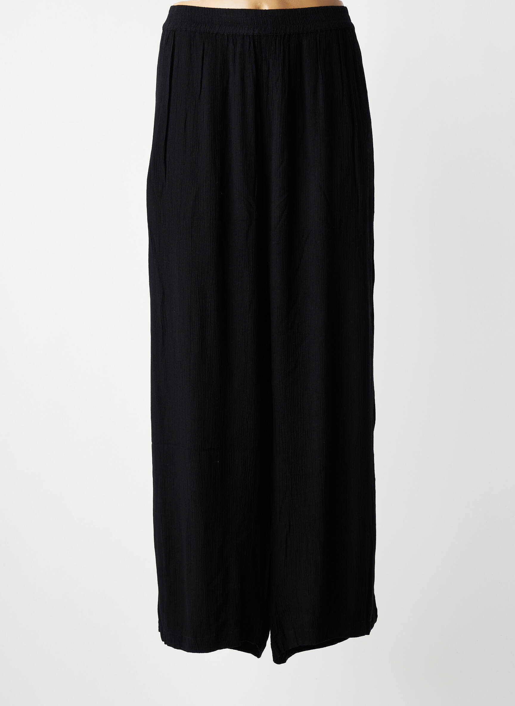 Pantalon large tissage crêpe taille normale noir KAFFE femme