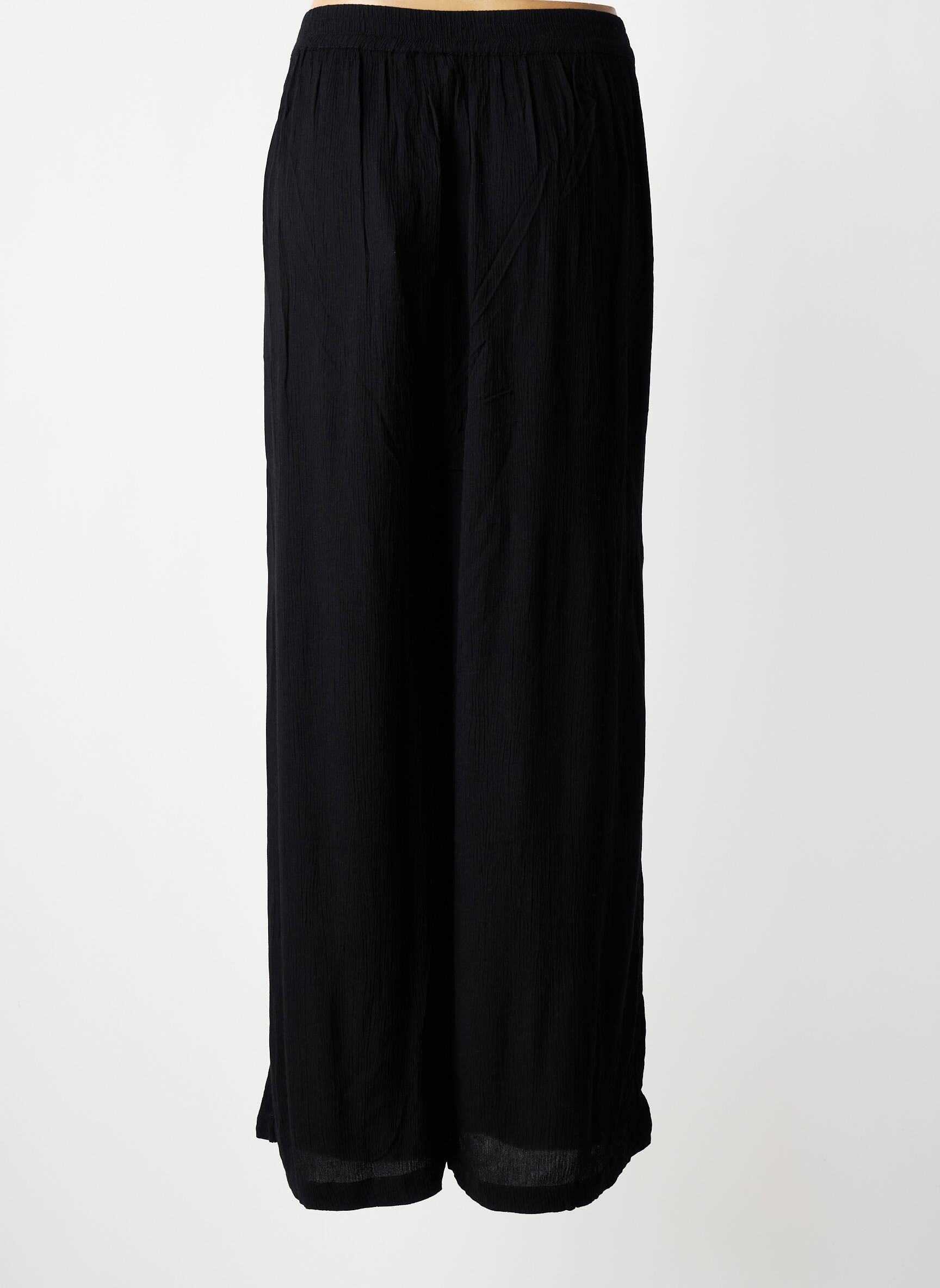Pantalon large tissage crêpe taille normale noir KAFFE femme