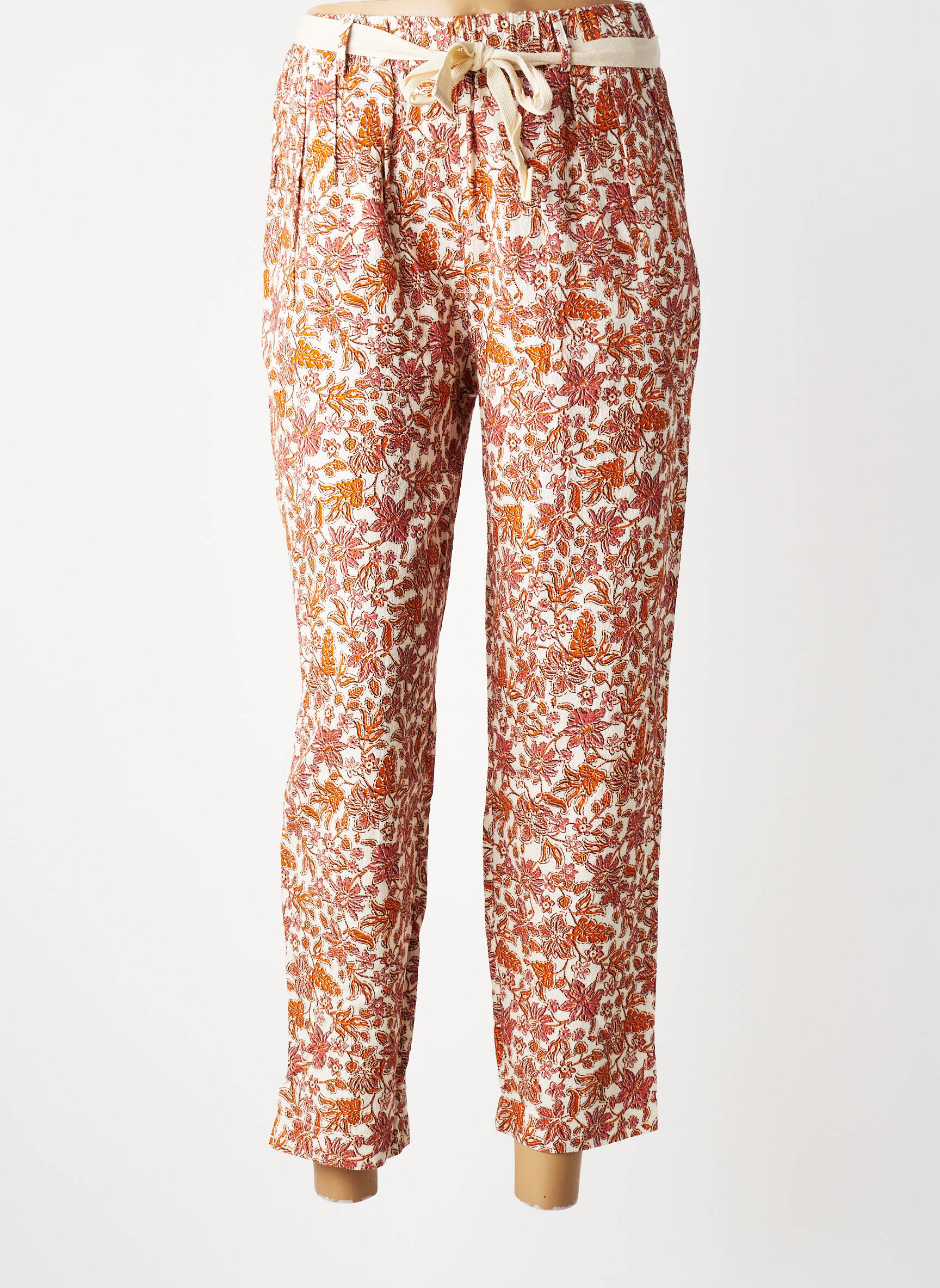 Pantalon 7/8 taille élastique taille normale orange C'EST BEAU LA VIE femme