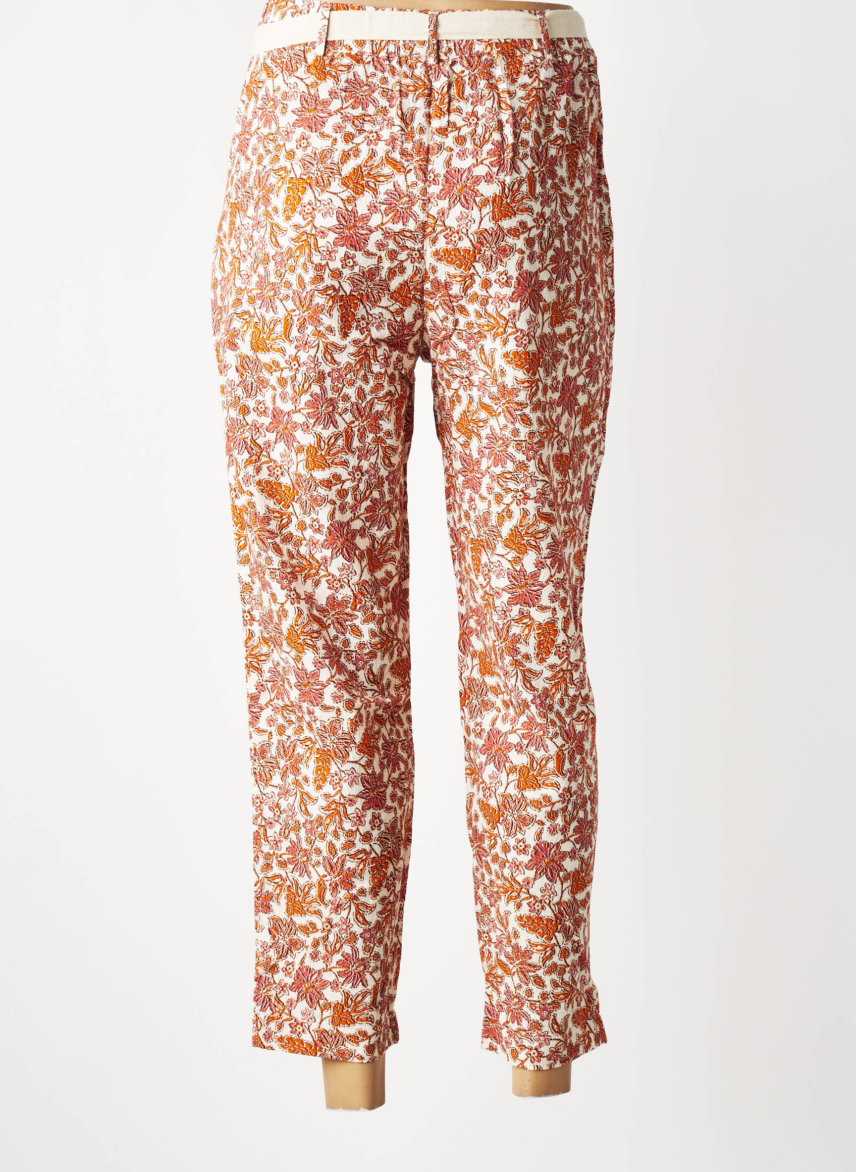 Pantalon 7/8 taille élastique taille normale orange C'EST BEAU LA VIE femme