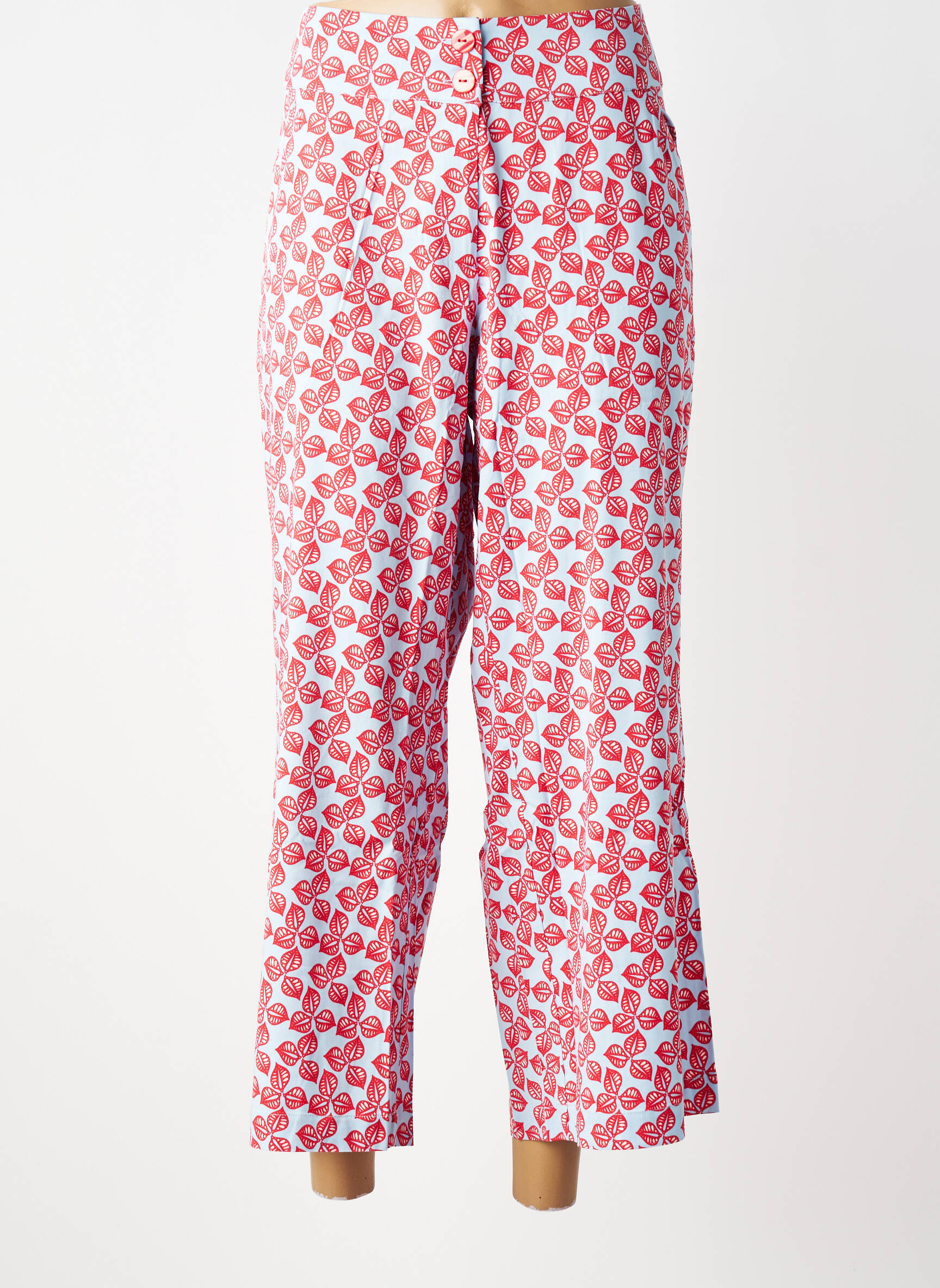 Pantalon 7/8 stretch taille normale rouge ZILCH femme