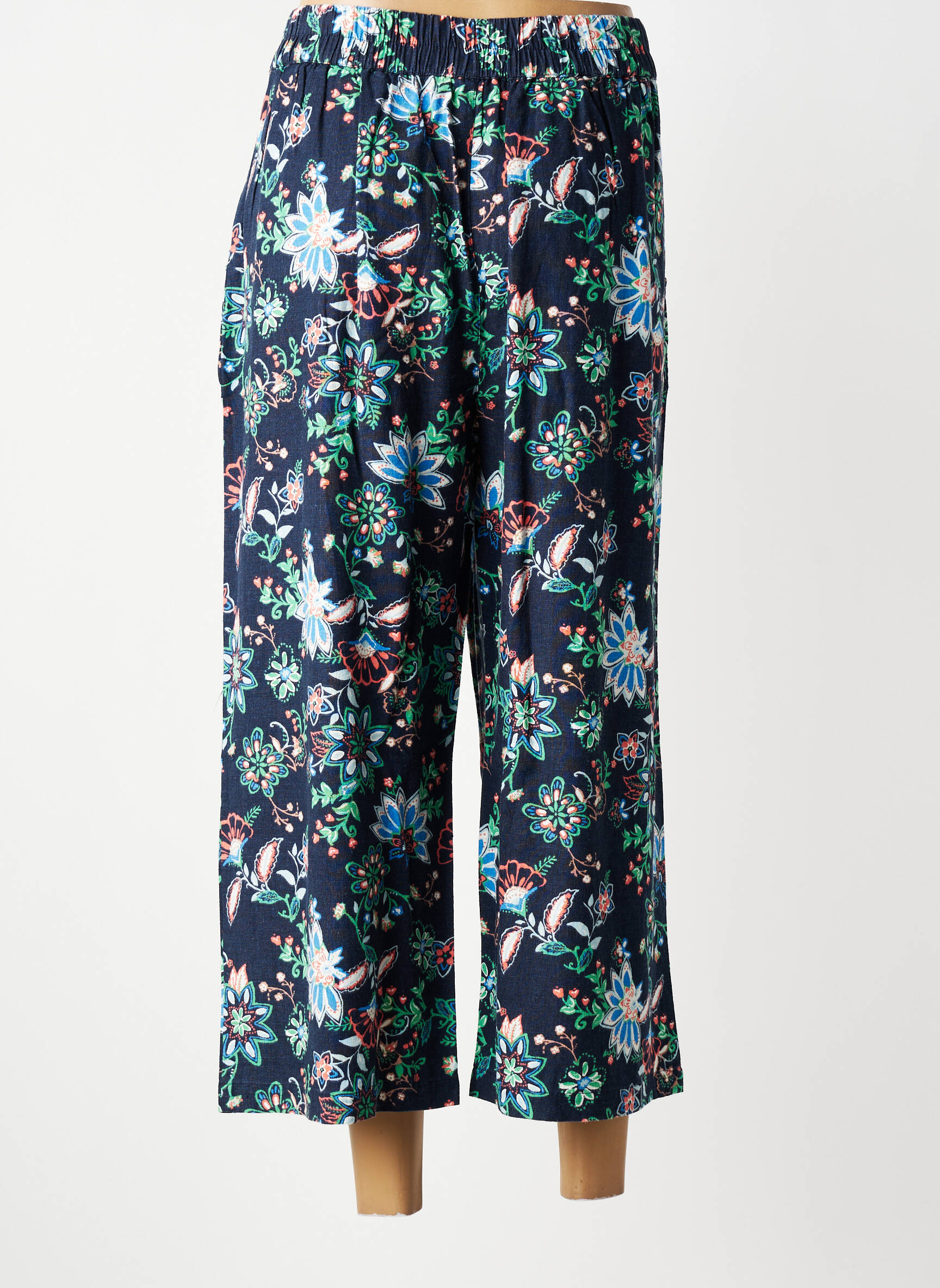 Pantalon 7/8 taille à pinces taille normale bleu LILY & ME femme