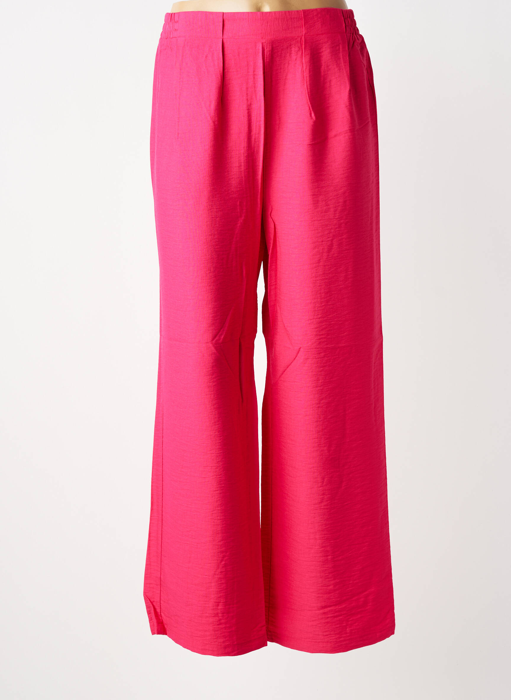 Pantalon large tissage crêpe taille normale rose C'EST BEAU LA VIE femme