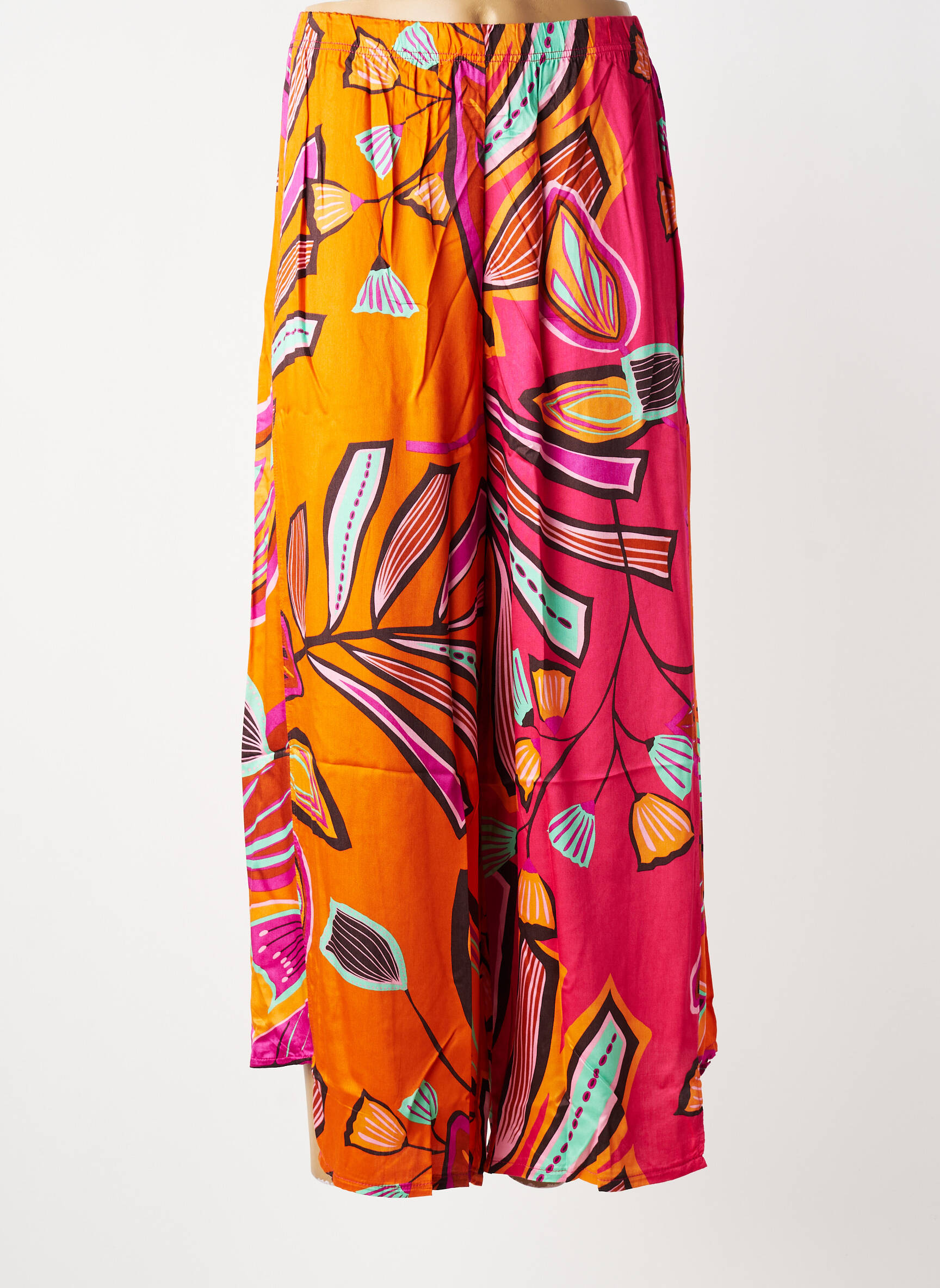 Pantalon large tissage popeline taille normale orange G!OZE femme