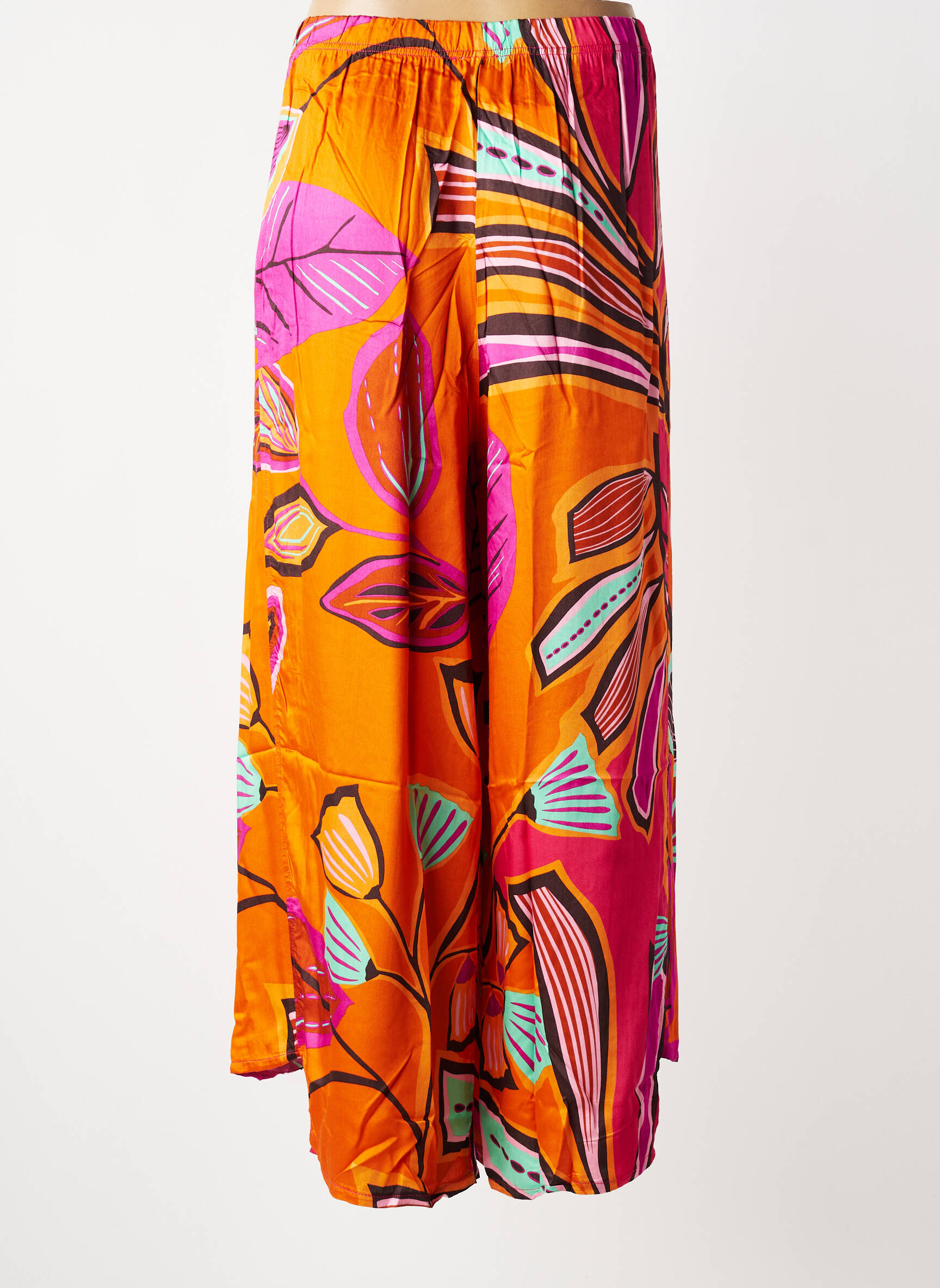 Pantalon large tissage popeline taille normale orange G!OZE femme