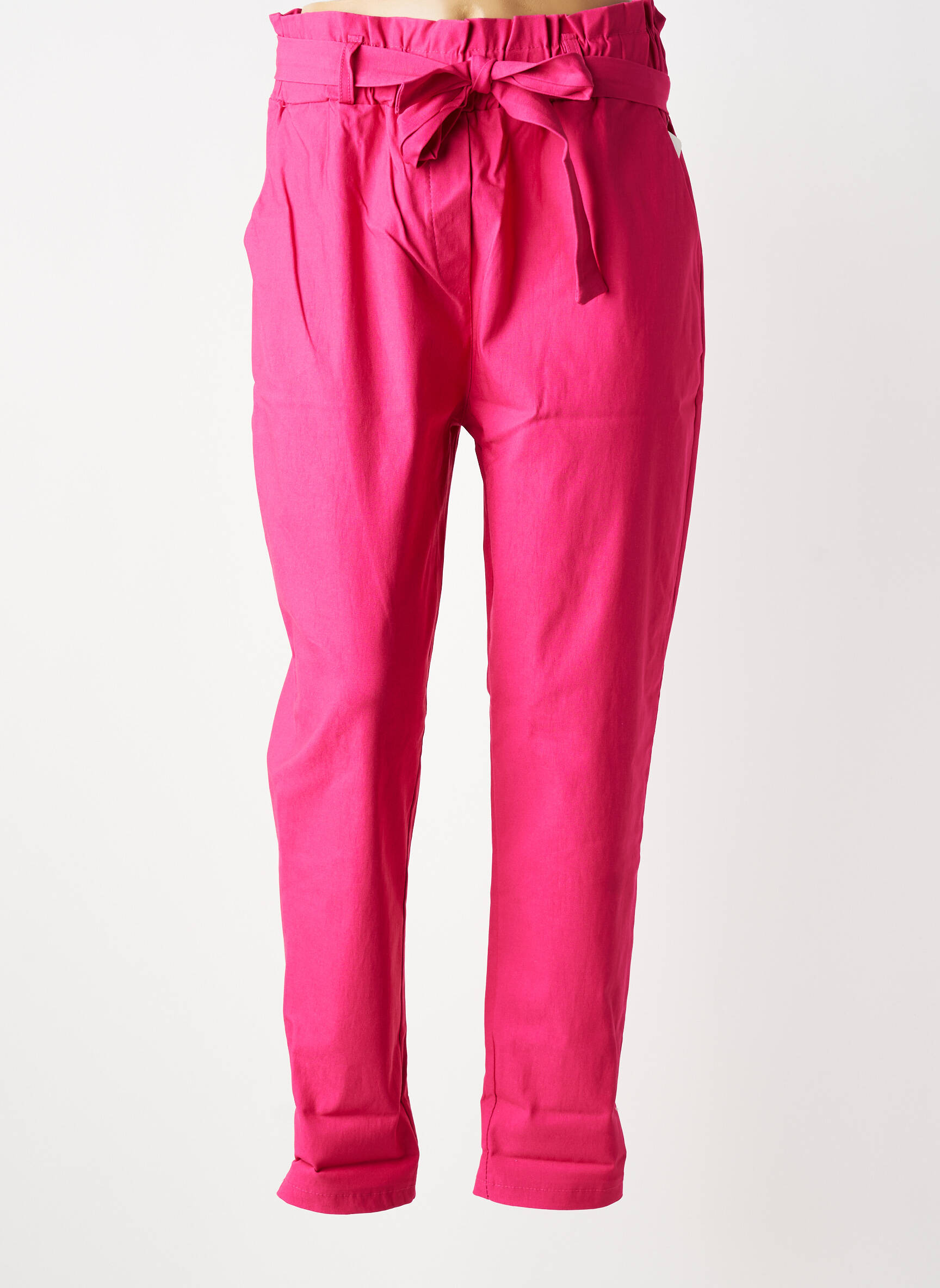 Pantalon slim taille haute taille haute rose MILY femme