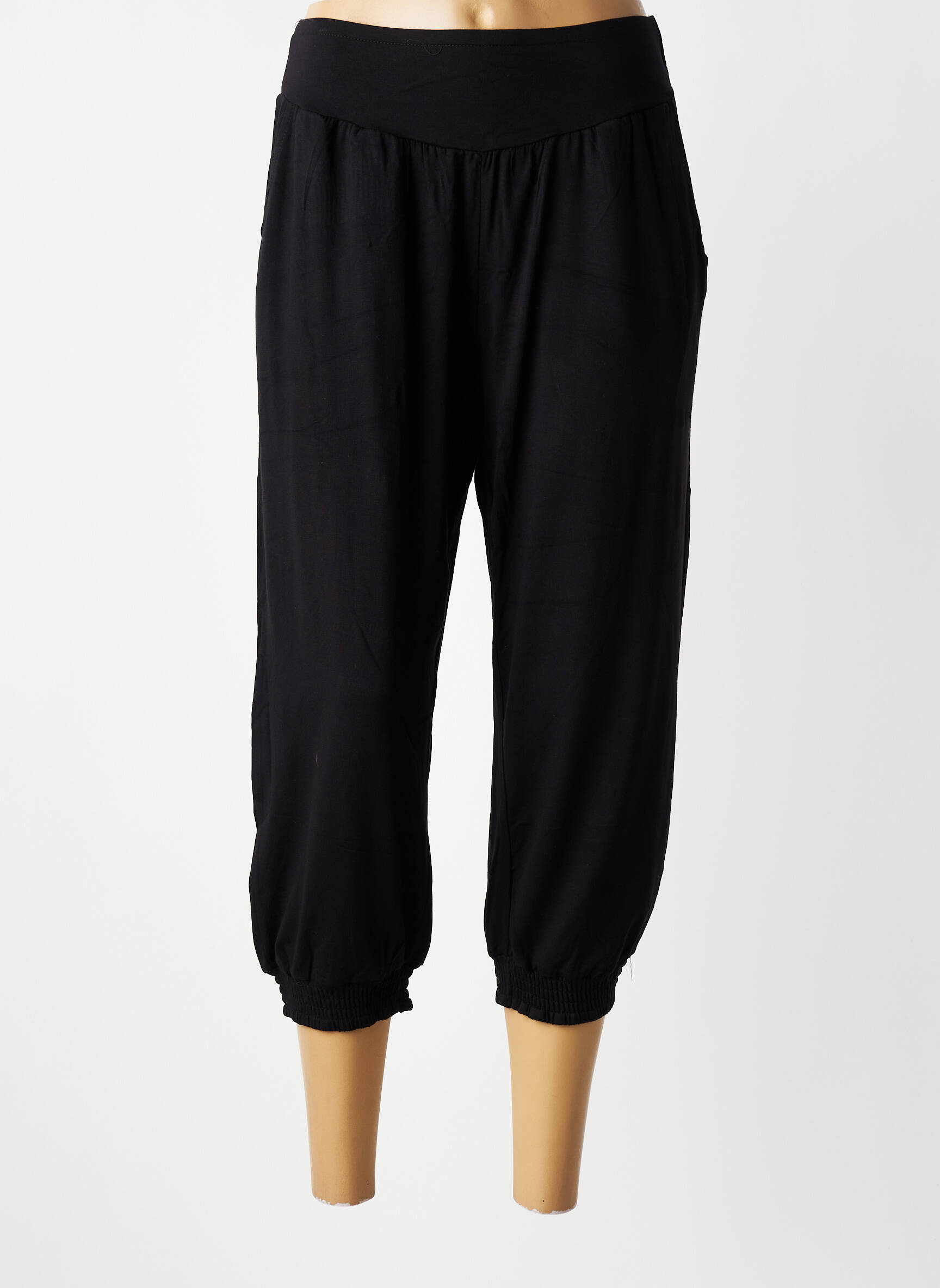 Pantacourt stretch taille normale noir ZHENZI femme