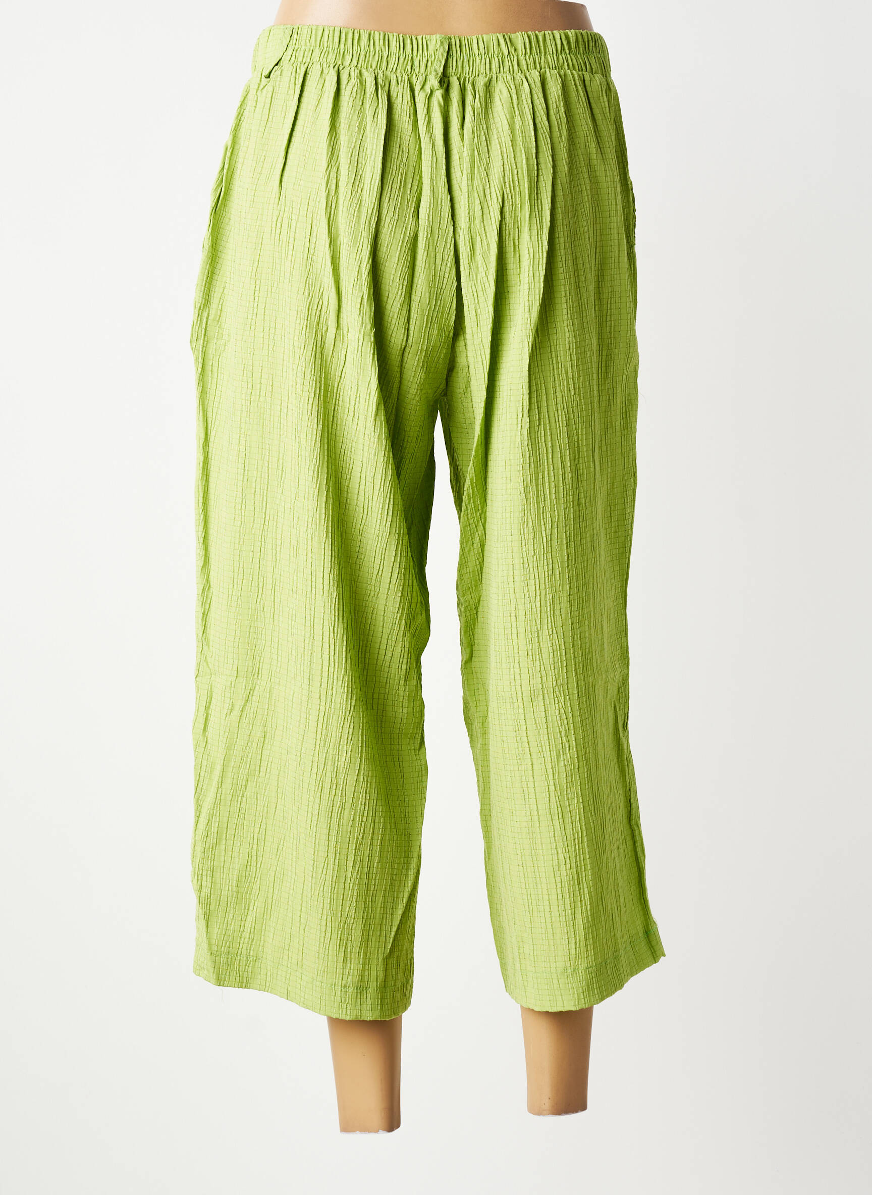 Pantacourt taille élastique taille normale vert ZHENZI femme