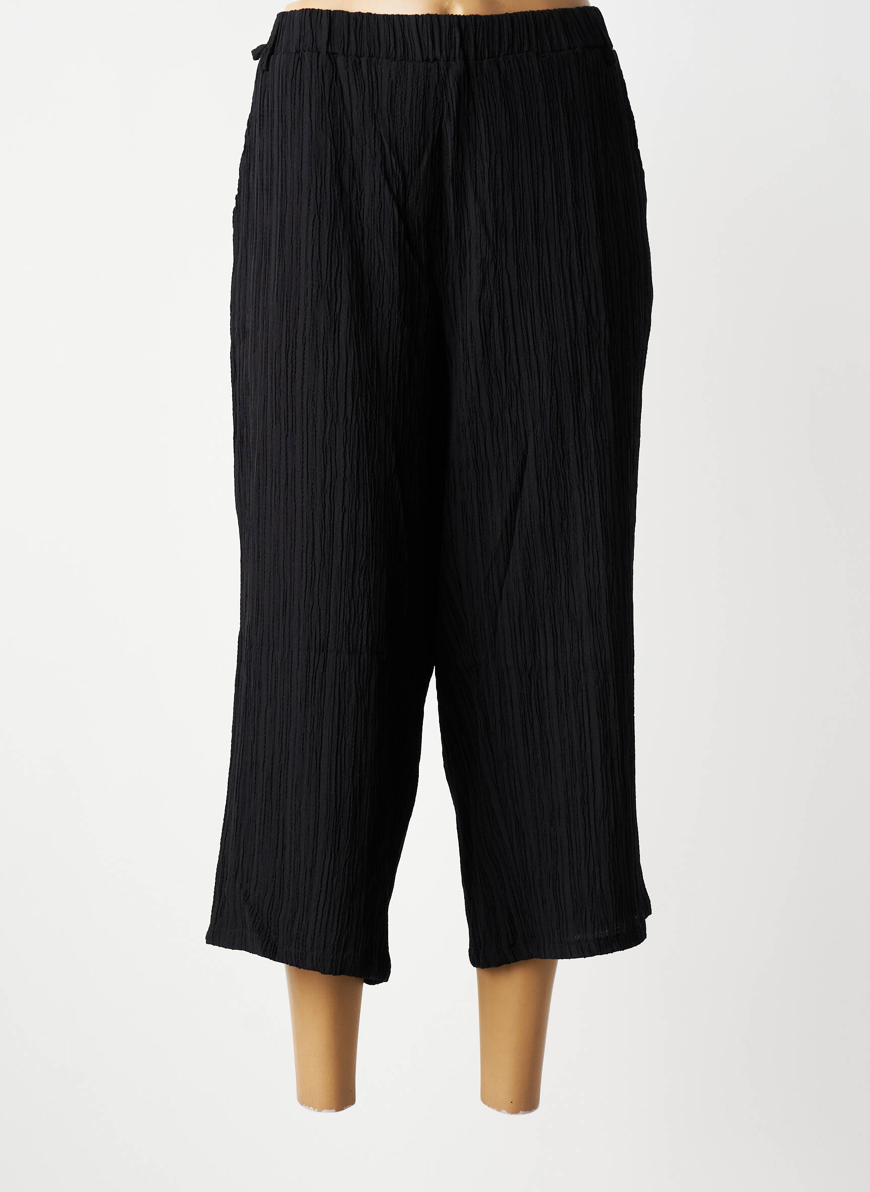 Pantacourt taille élastique taille normale noir ZHENZI femme