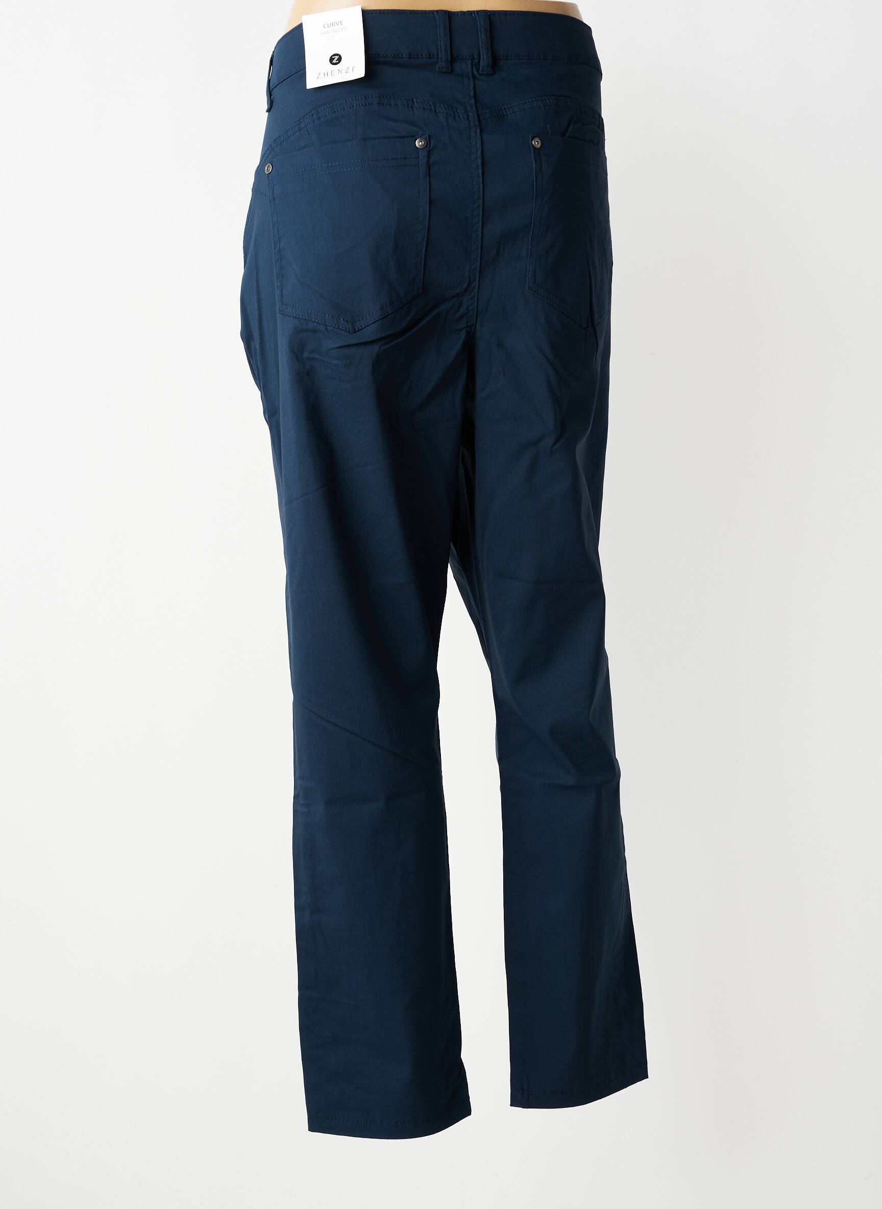 Pantalon droit stretch taille normale bleu ZHENZI femme