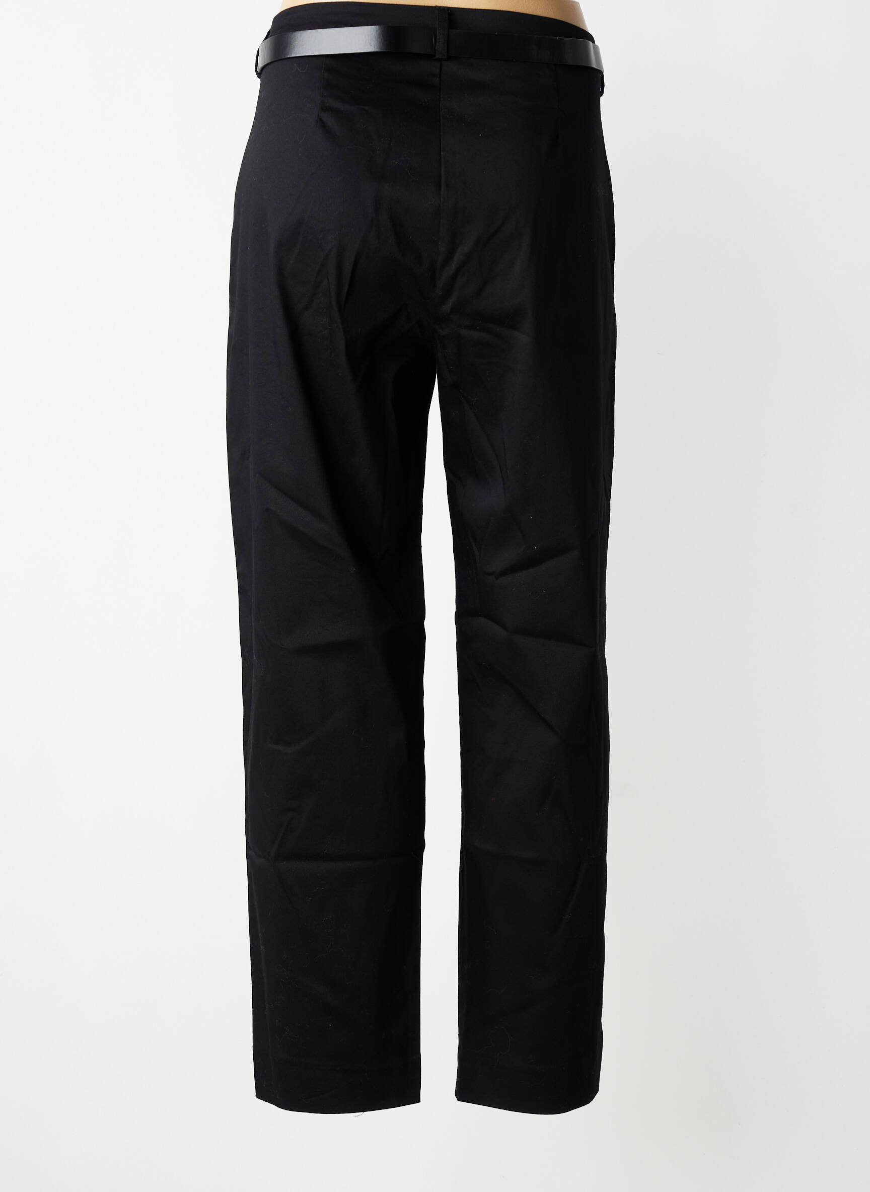 Pantalon droit fermeture zippée sous rabat avec crochet taille normale noir TIFFOSI femme