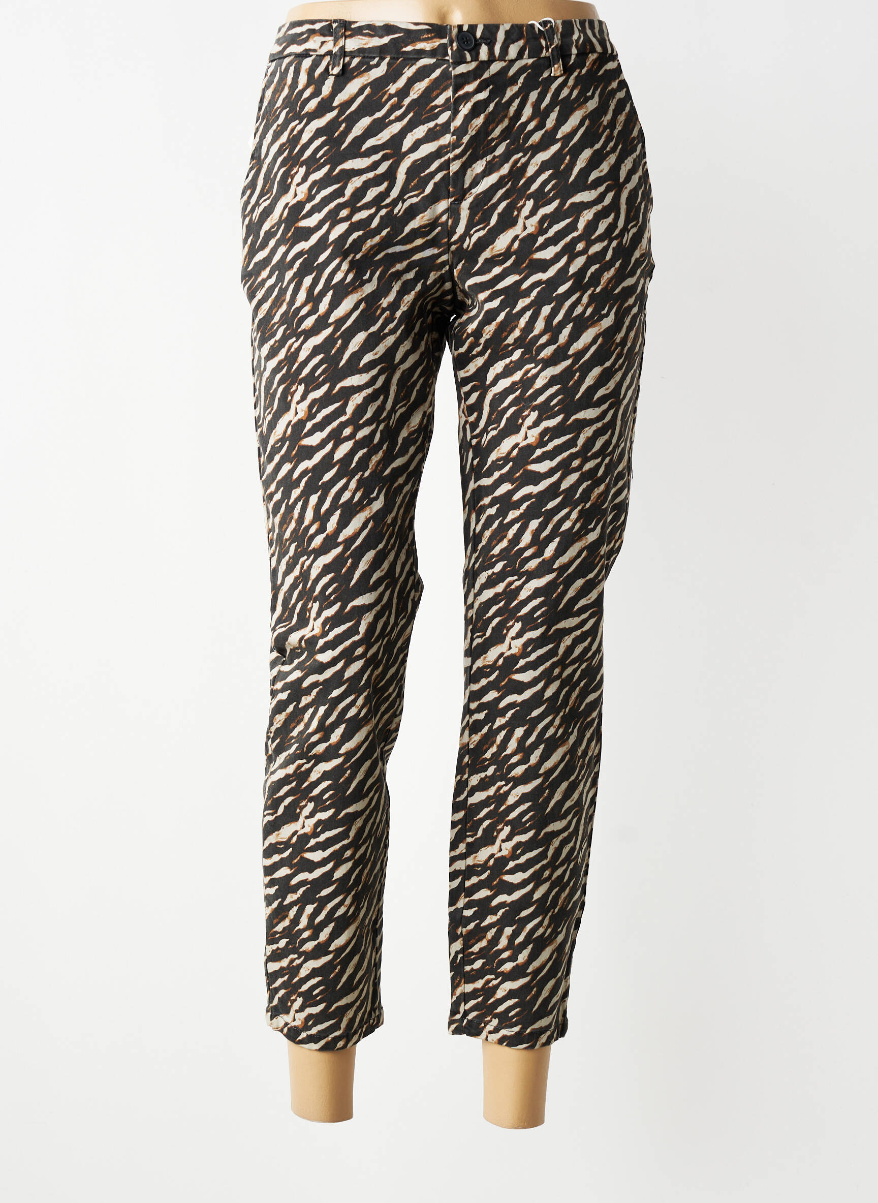 Pantalon slim stretch taille normale marron ONLY femme