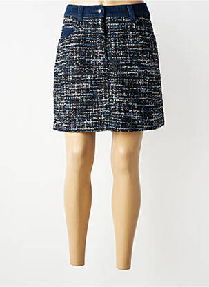 Jupe courte tissage tweed bleu MORGAN femme