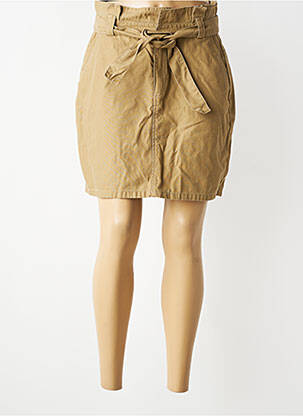 Jupe courte coupe droite marron ONLY femme