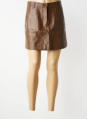Jupe courte coupe droite marron MOLLY BRACKEN femme