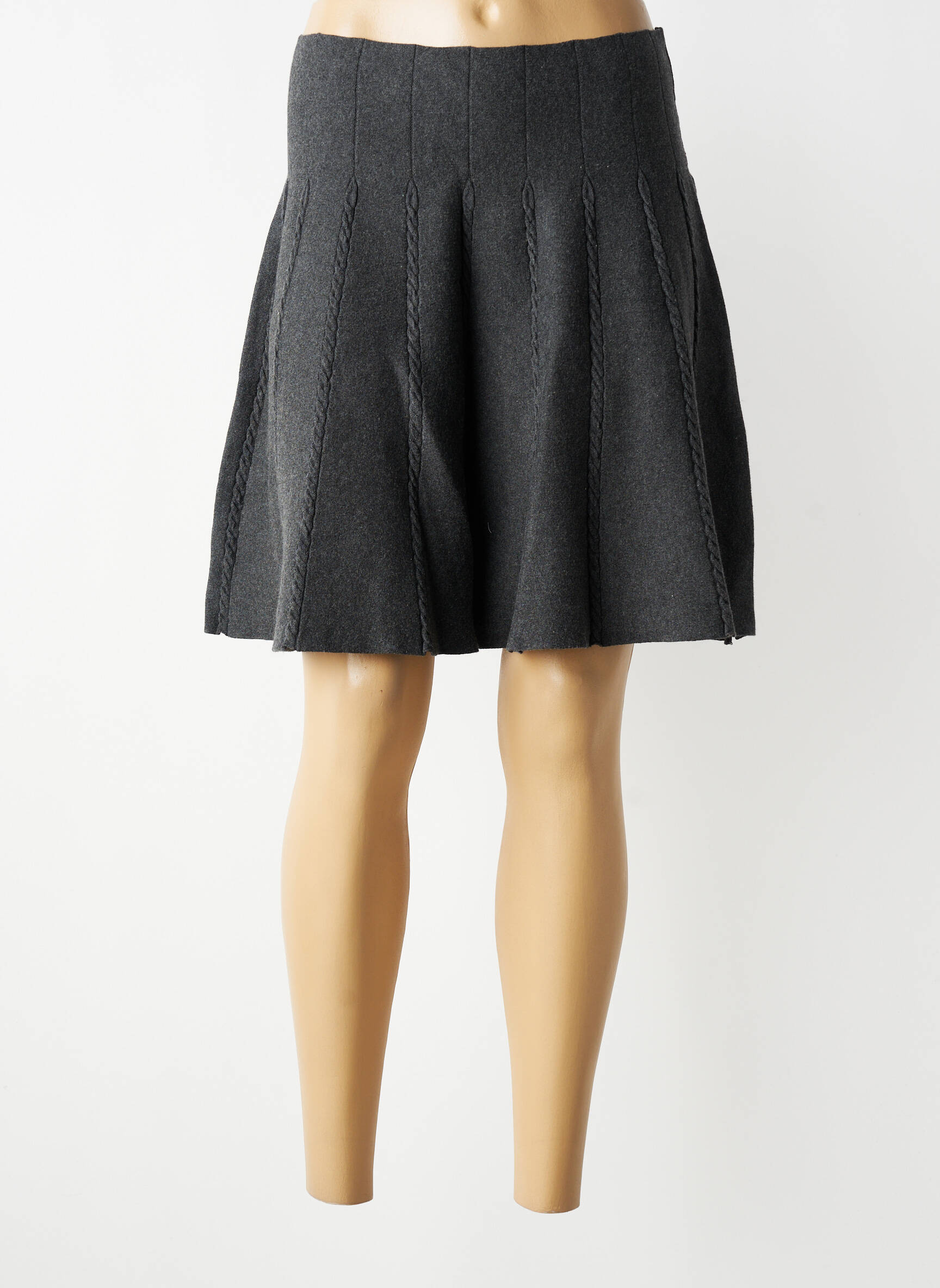 Jupe mi-longue stretch gris LILI SIDONIO femme