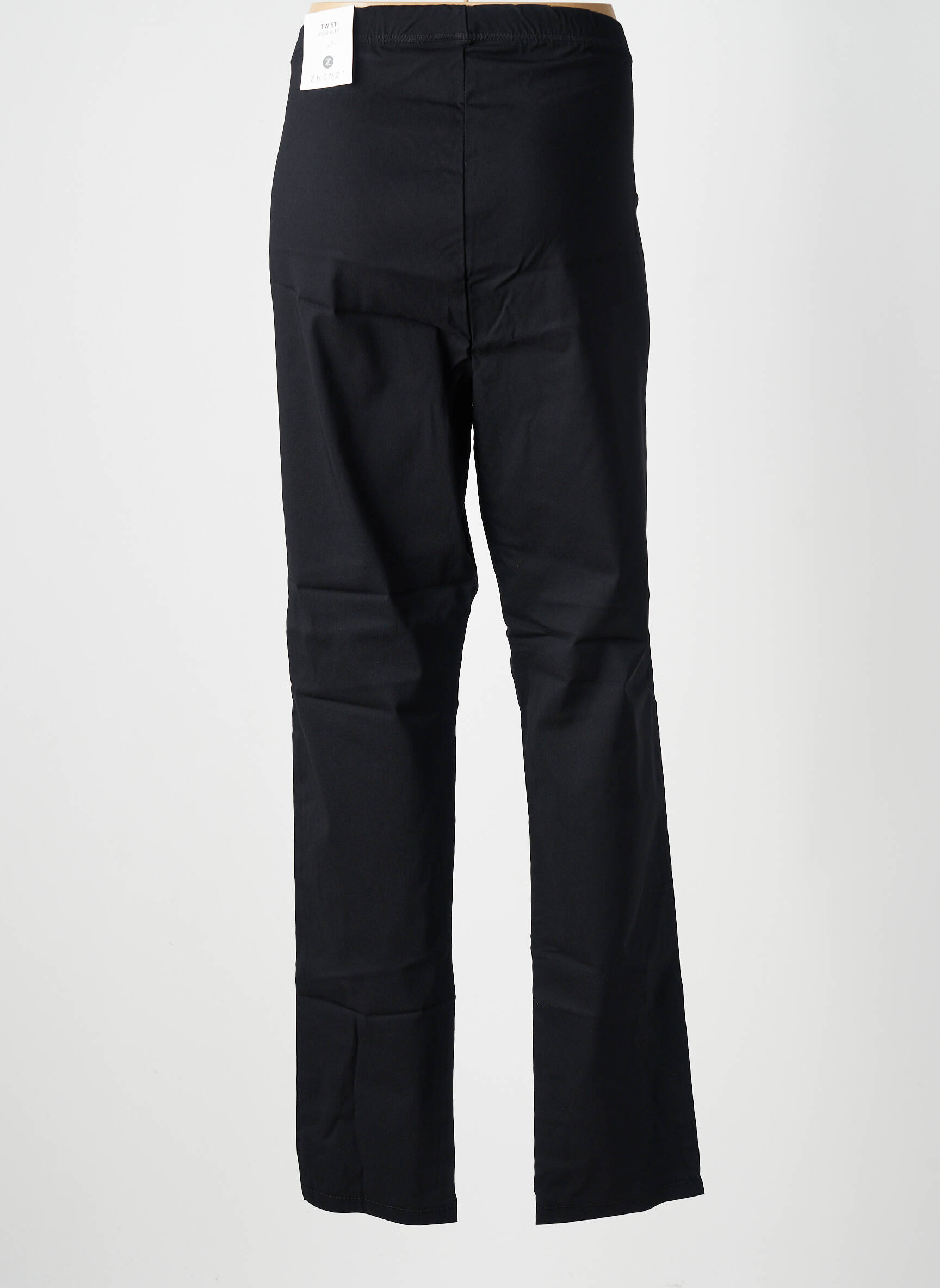 Pantalon droit stretch taille normale noir ZHENZI femme