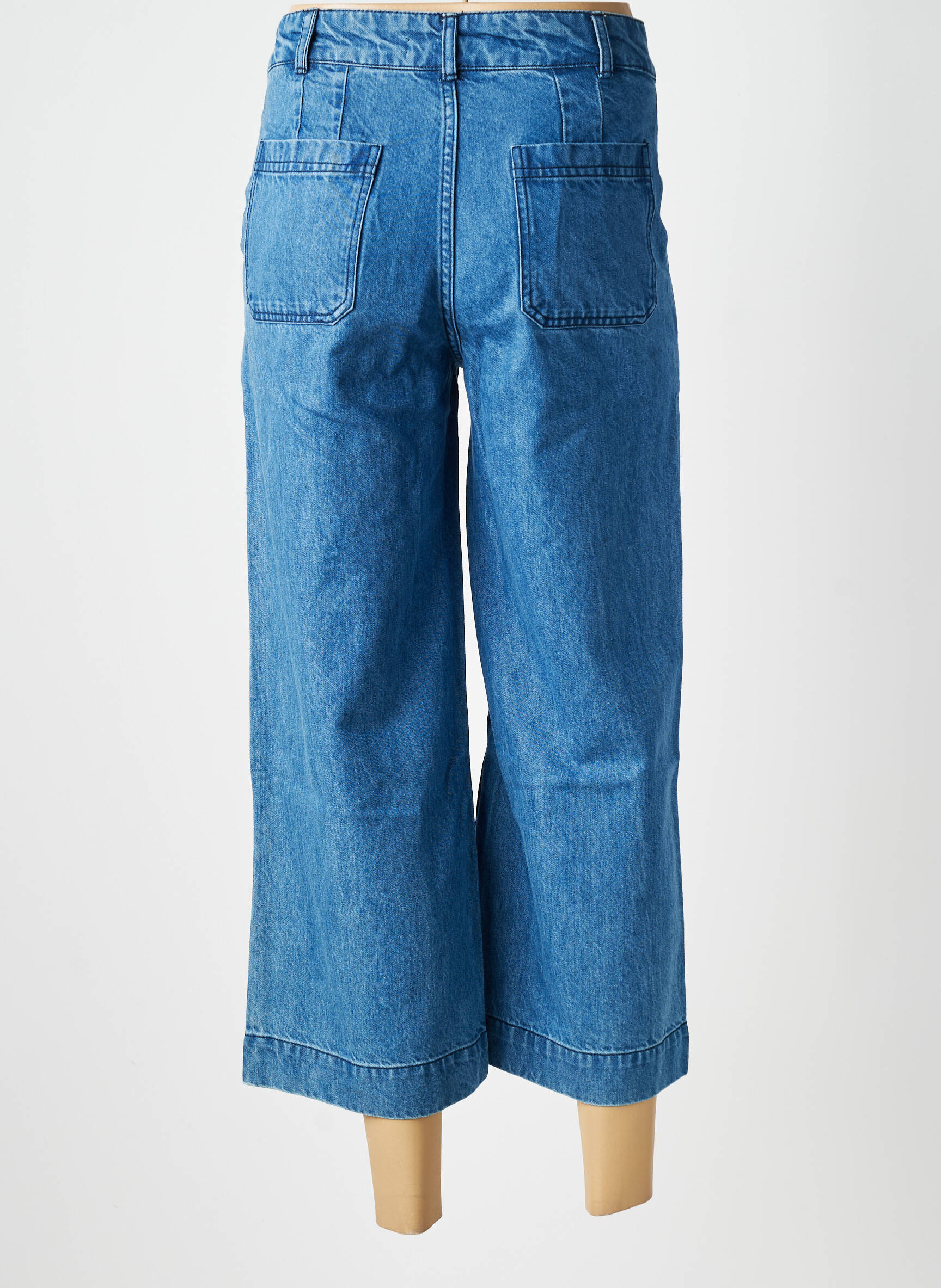 Pantacourt coupe droite taille normale bleu LILY & ME femme