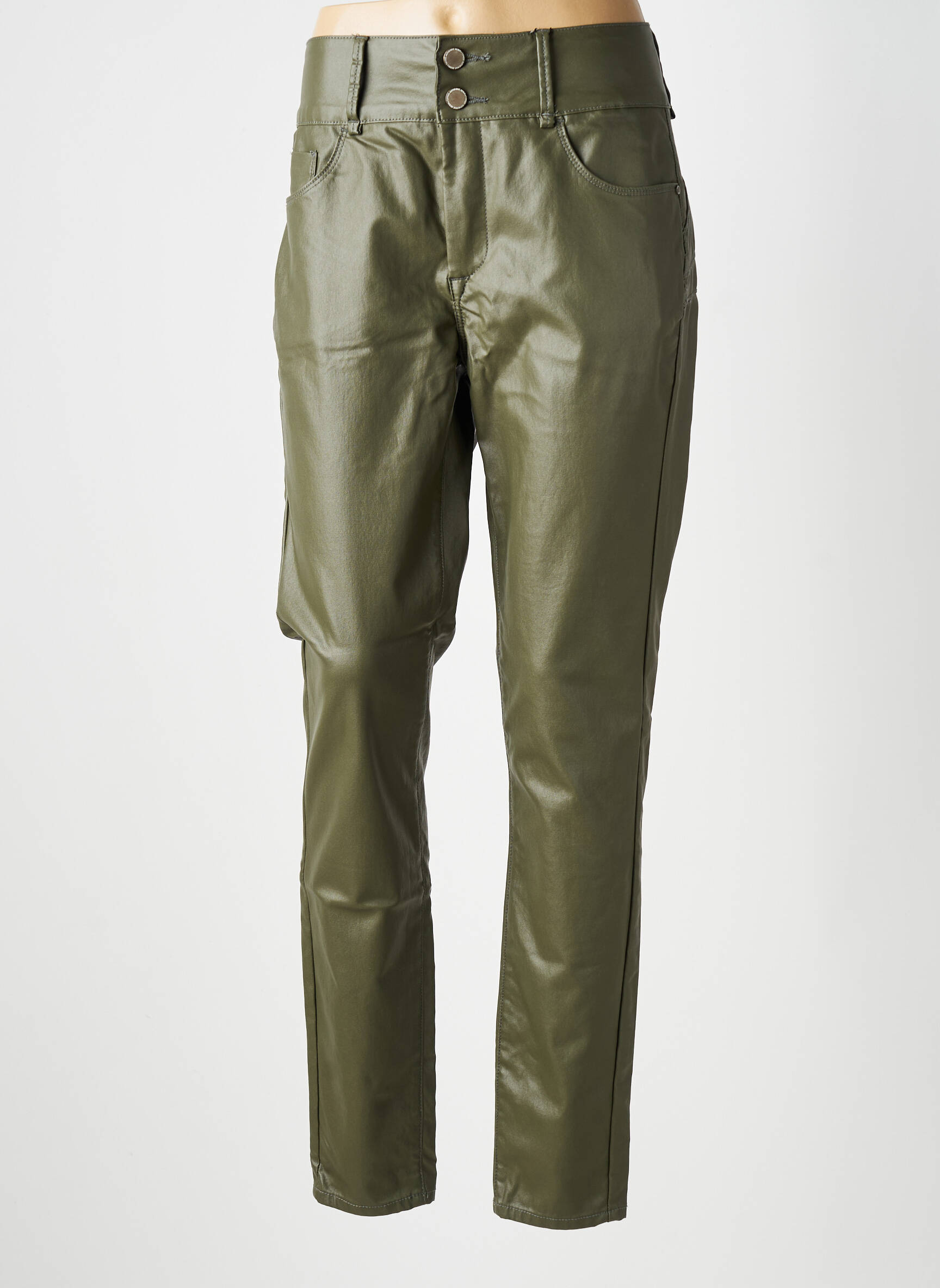 Pantalon slim tissage enduit taille normale vert TIFFOSI femme