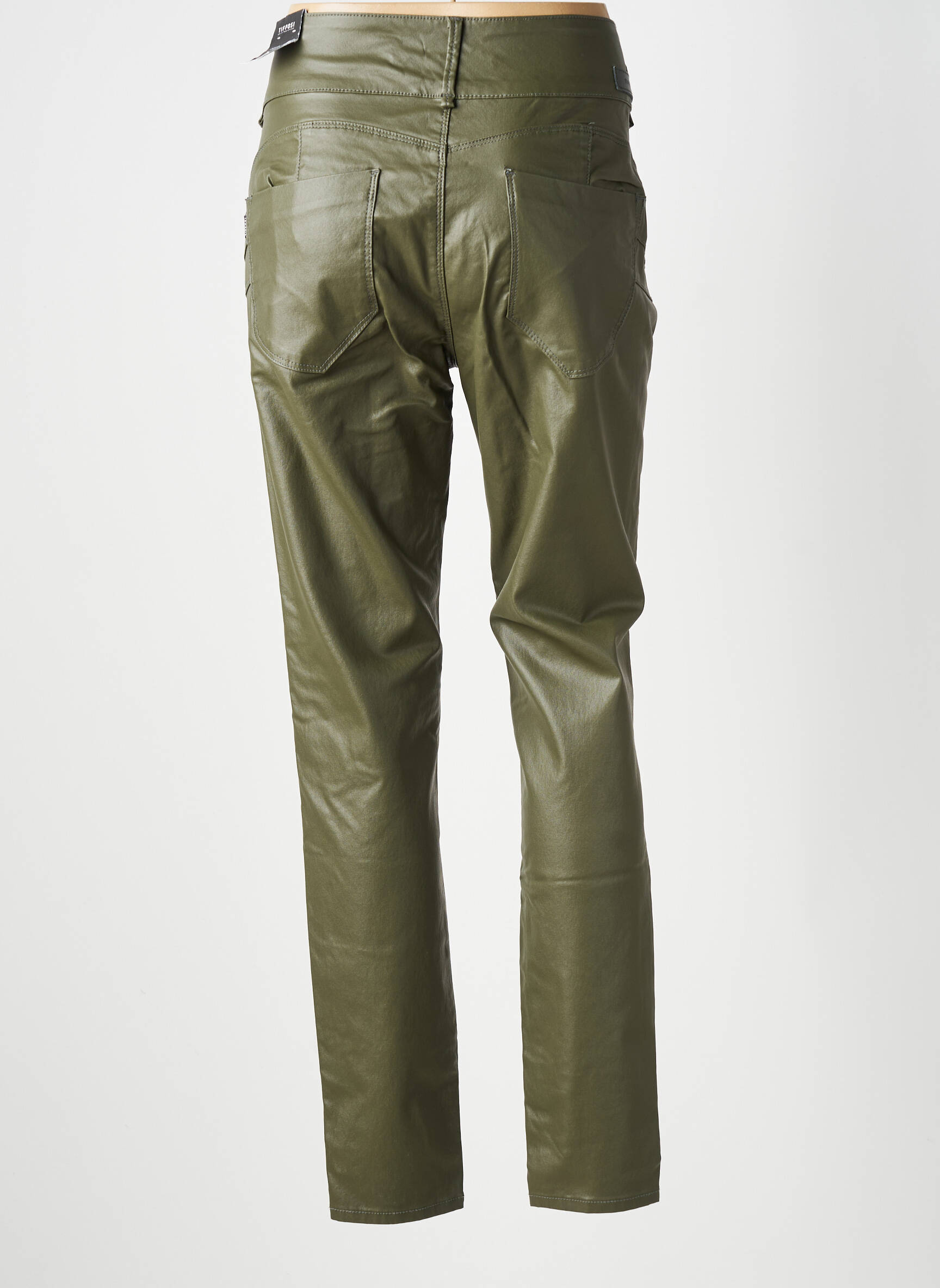 Pantalon slim tissage enduit taille normale vert TIFFOSI femme