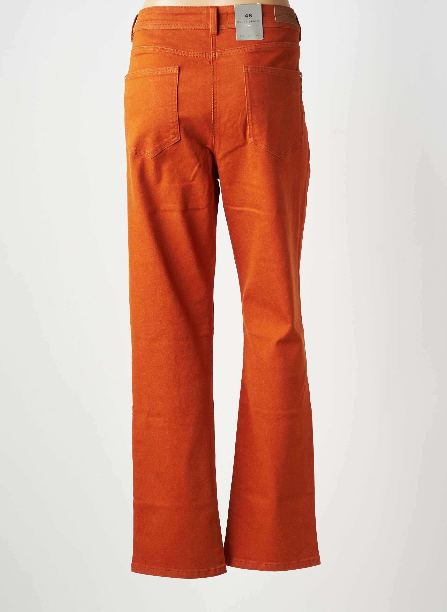 Pantalon droit fermeture zippée sous rabat boutonné taille normale orange DIANE LAURY femme