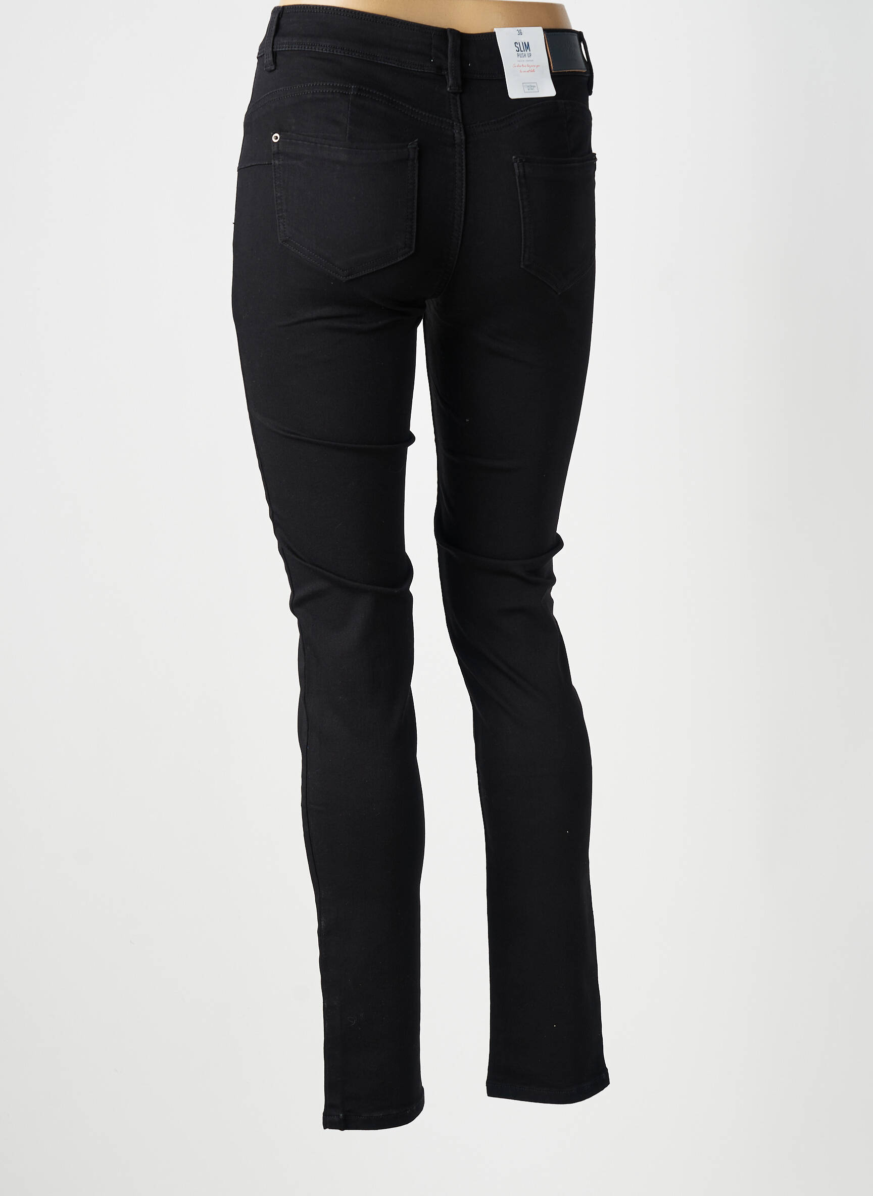 Jeans coupe slim stretch taille normale noir C'EST BEAU LA VIE femme