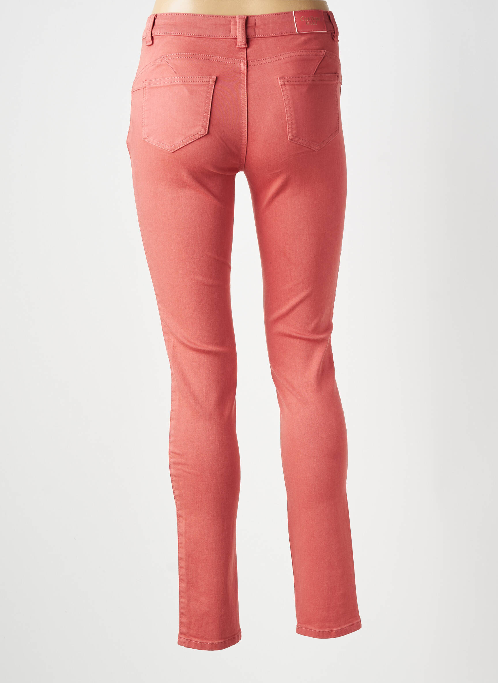 Pantalon slim tissage popeline taille normale rose C'EST BEAU LA VIE femme