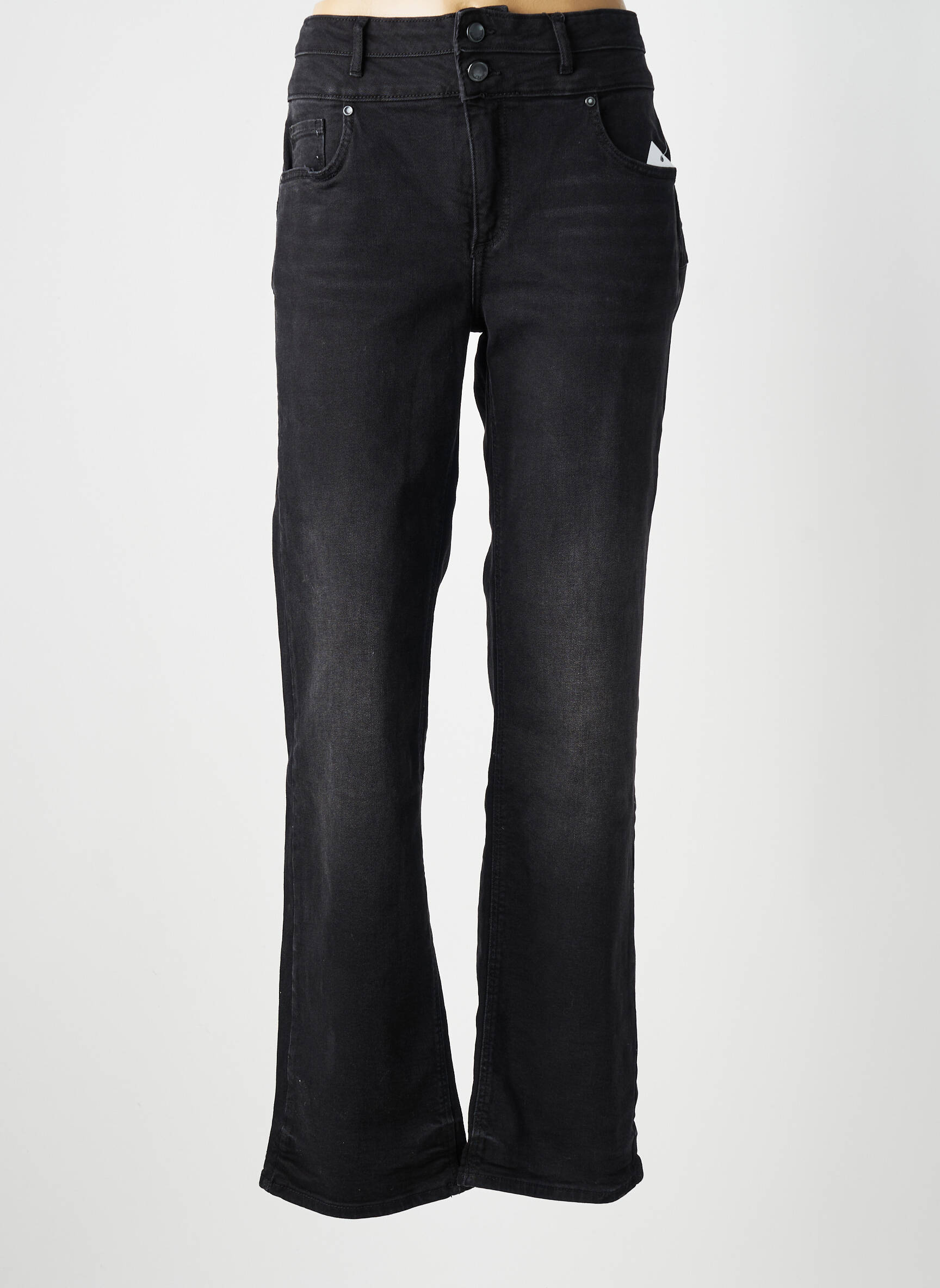 Jeans coupe droite stretch taille normale noir TIFFOSI femme