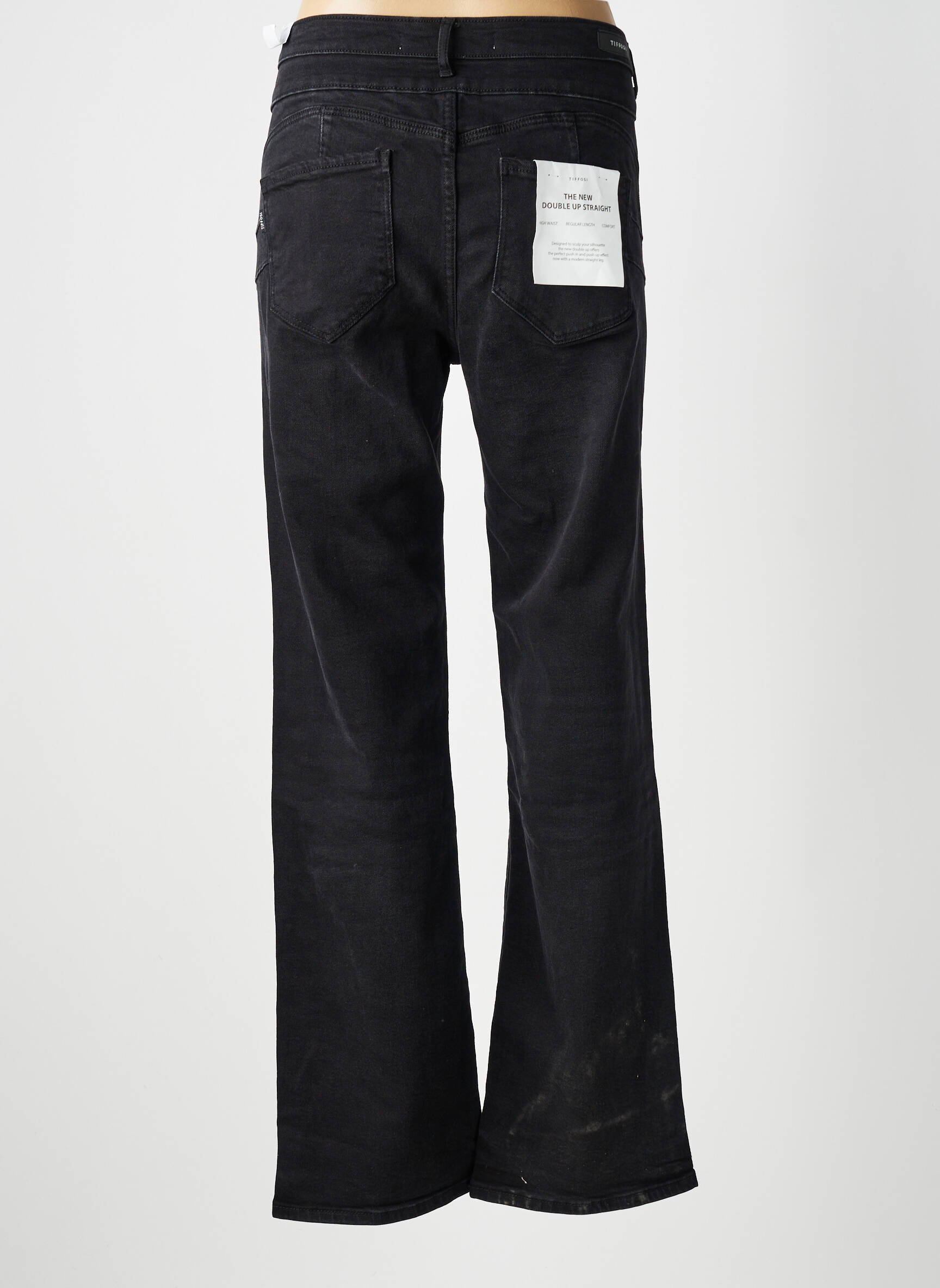 Jeans coupe droite stretch taille normale noir TIFFOSI femme