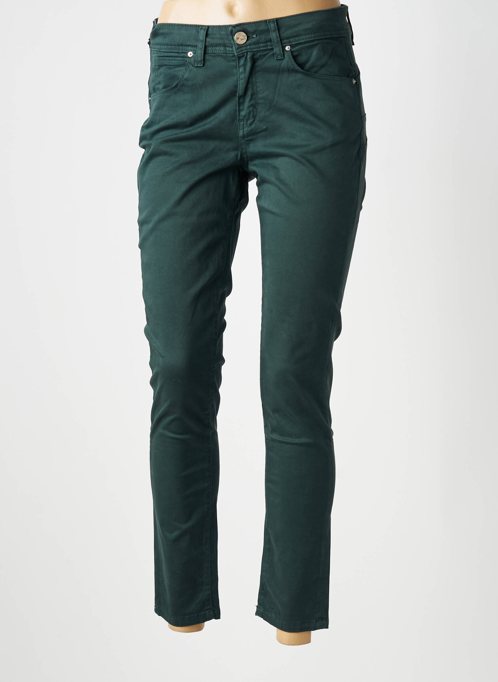 Pantalon slim tissage popeline taille normale vert NOIR'N'BLEU femme